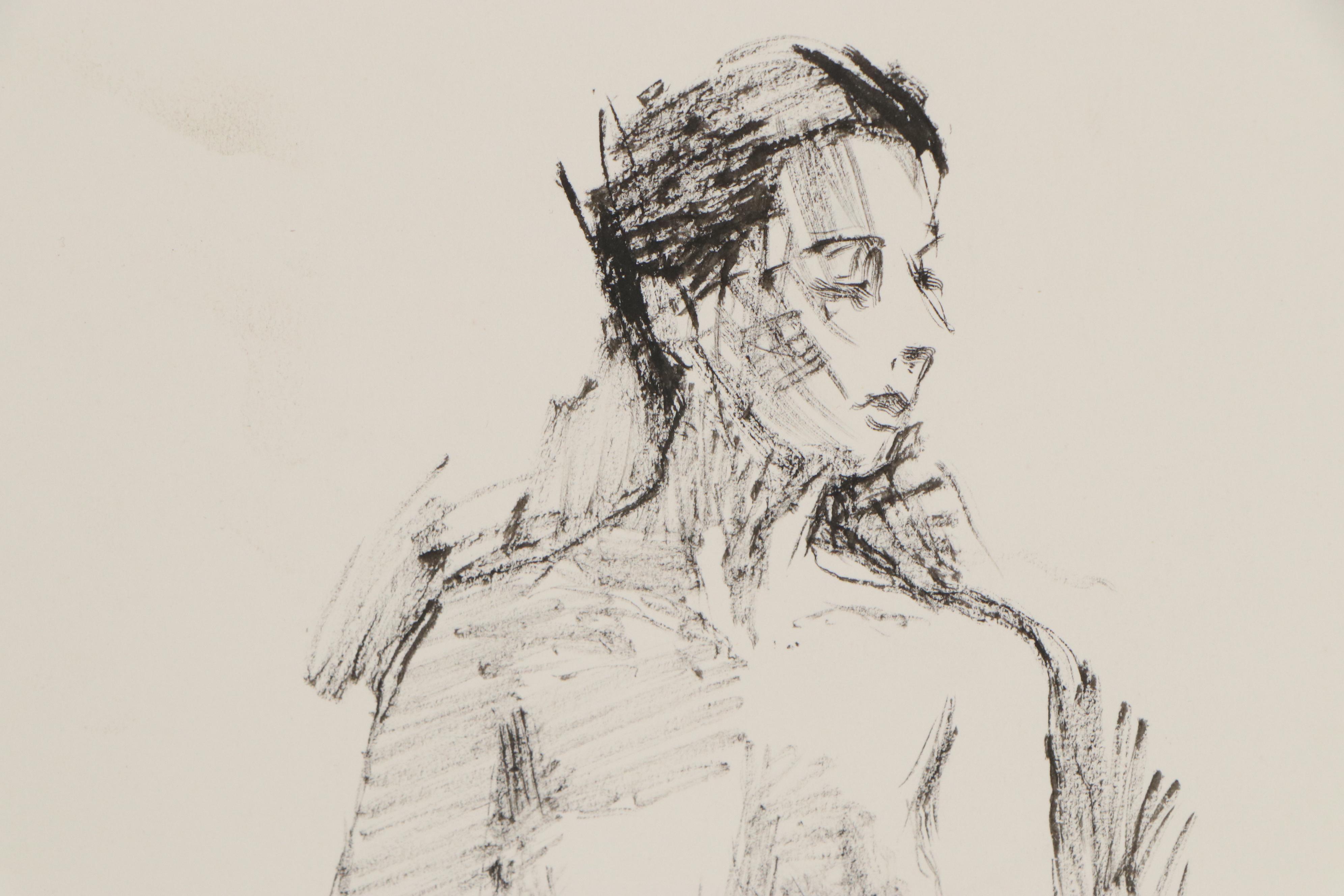 Lawrence Nelson Wilbur Ink Drawing "Seated Nude," 1964