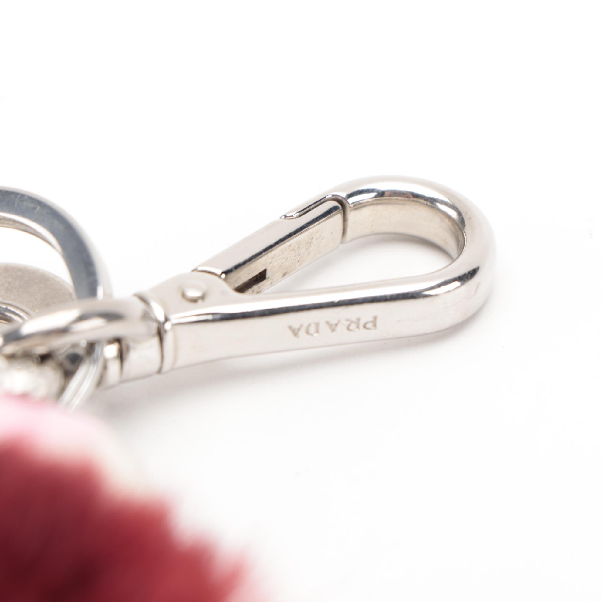 Prada Millie Trick Keychain in Red Dyed Fox Fur