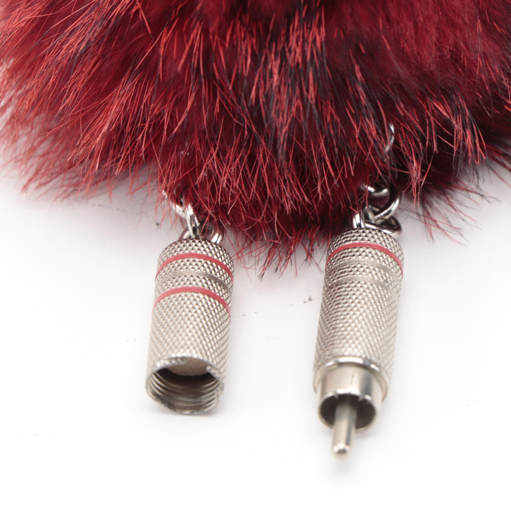Prada Millie Trick Keychain in Red Dyed Fox Fur