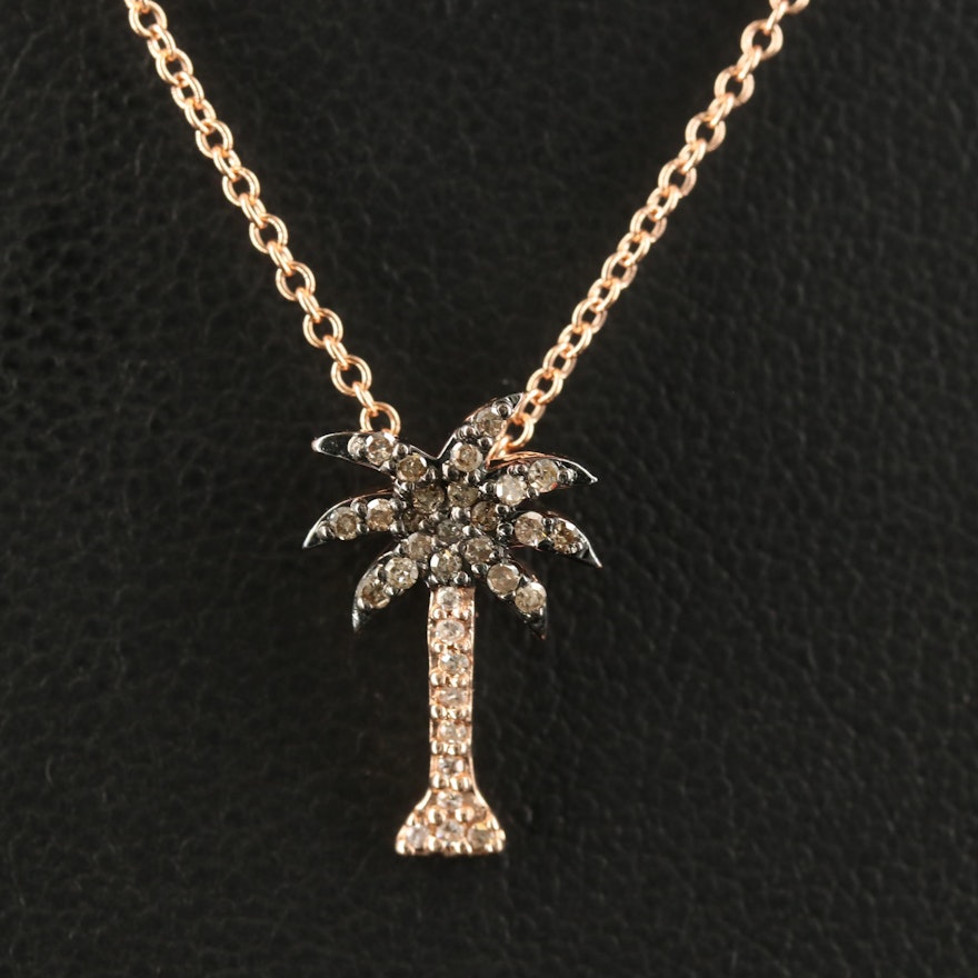 EFFY 14K Diamond Palm Tree Pendant Necklace