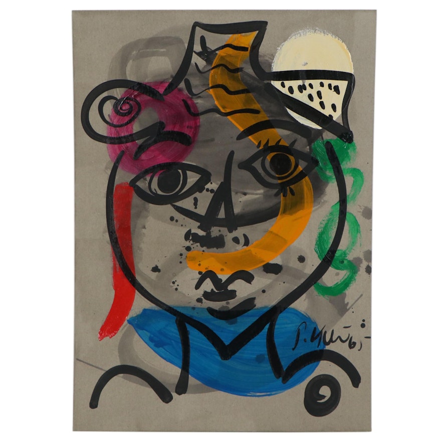 Peter Keil Abstract Mixed Media Portrait, 1965