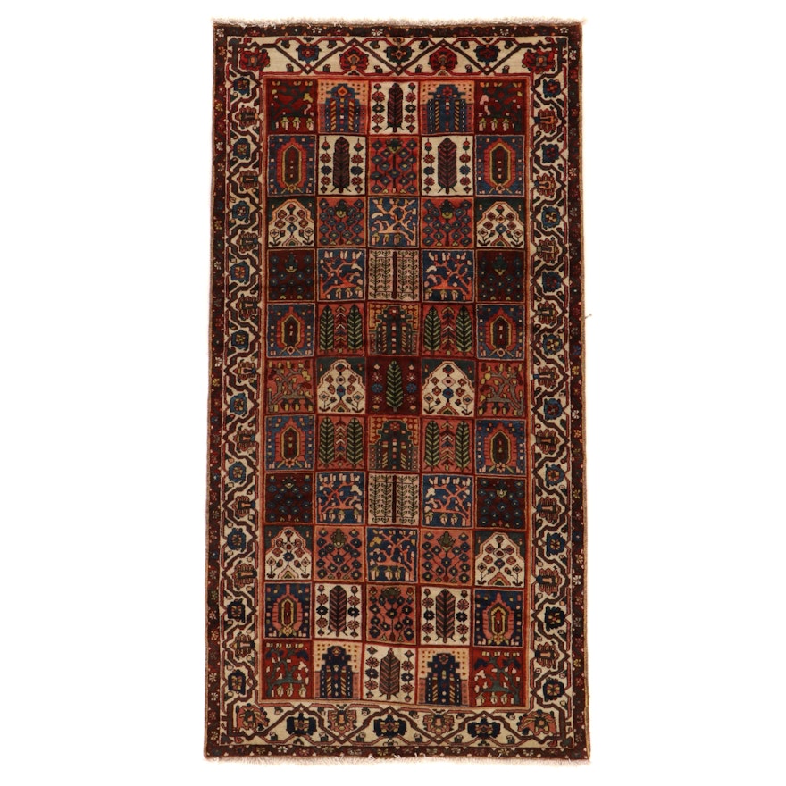 5'2 x 10' Hand-Knotted Persian Bakhtiari Garden Panel Area Rug