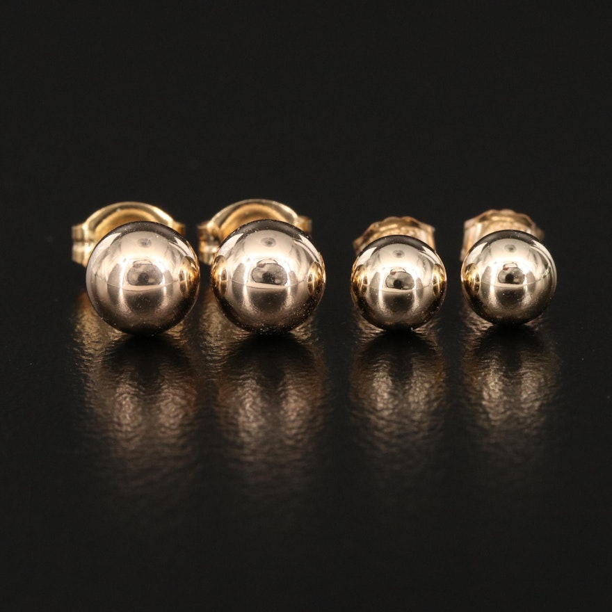 14K and 10K Sphere Stud Earrings