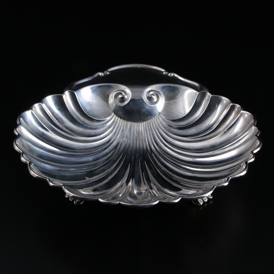 Fisher Sterling Silver Footed Shell Bowl, Mid to Late 20th Century