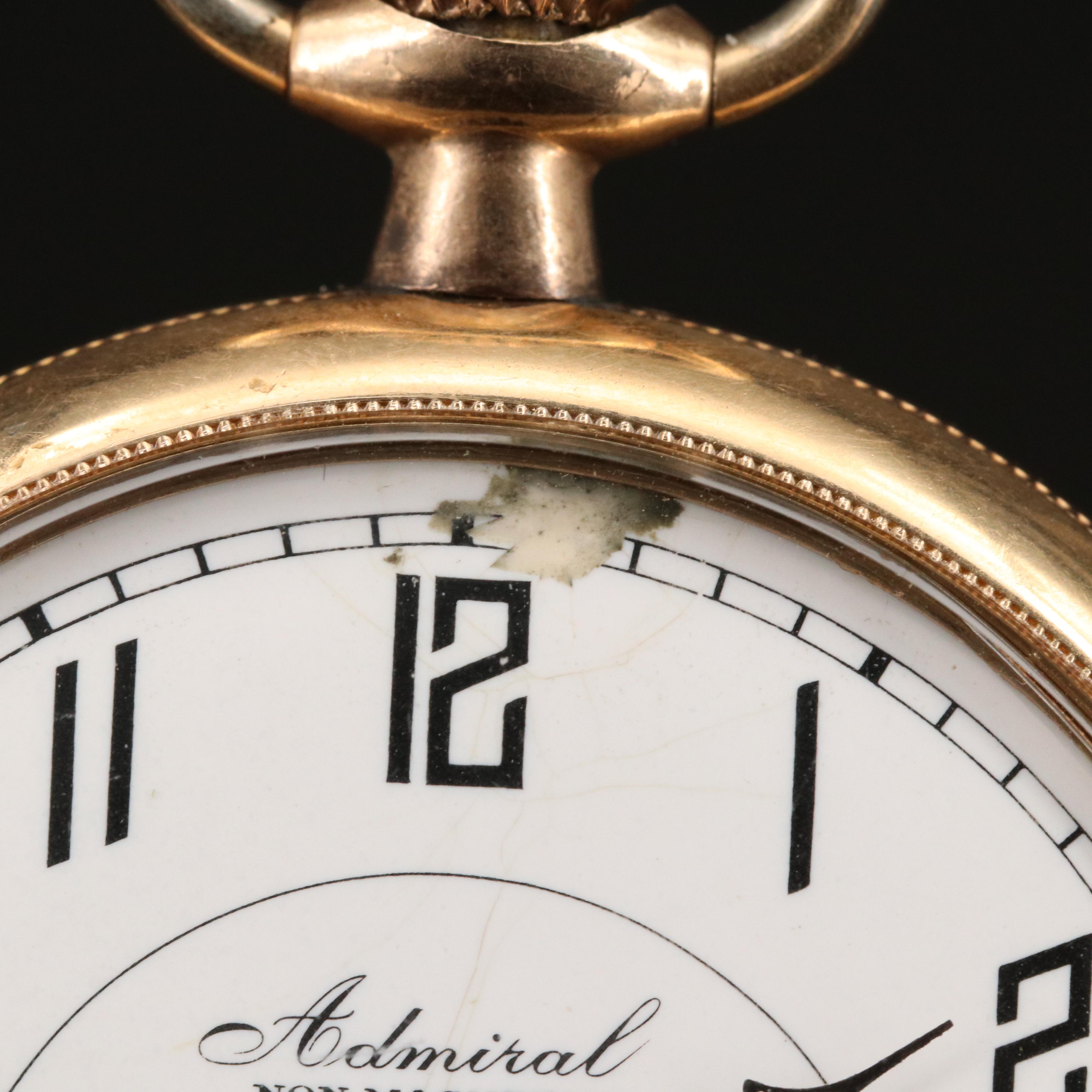 Vintage Admiral Gold Filled Open Face Pocket Watch