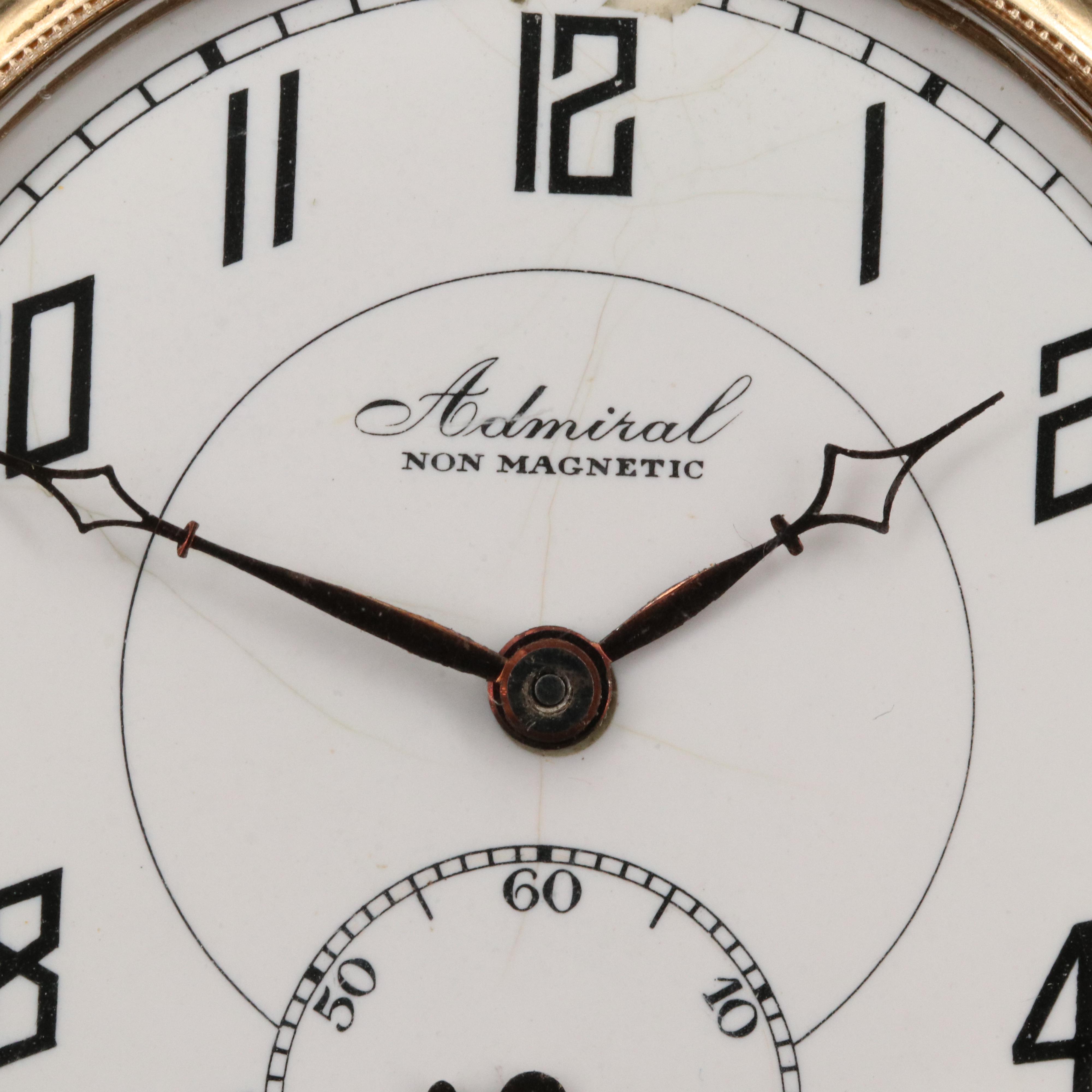 Vintage Admiral Gold Filled Open Face Pocket Watch