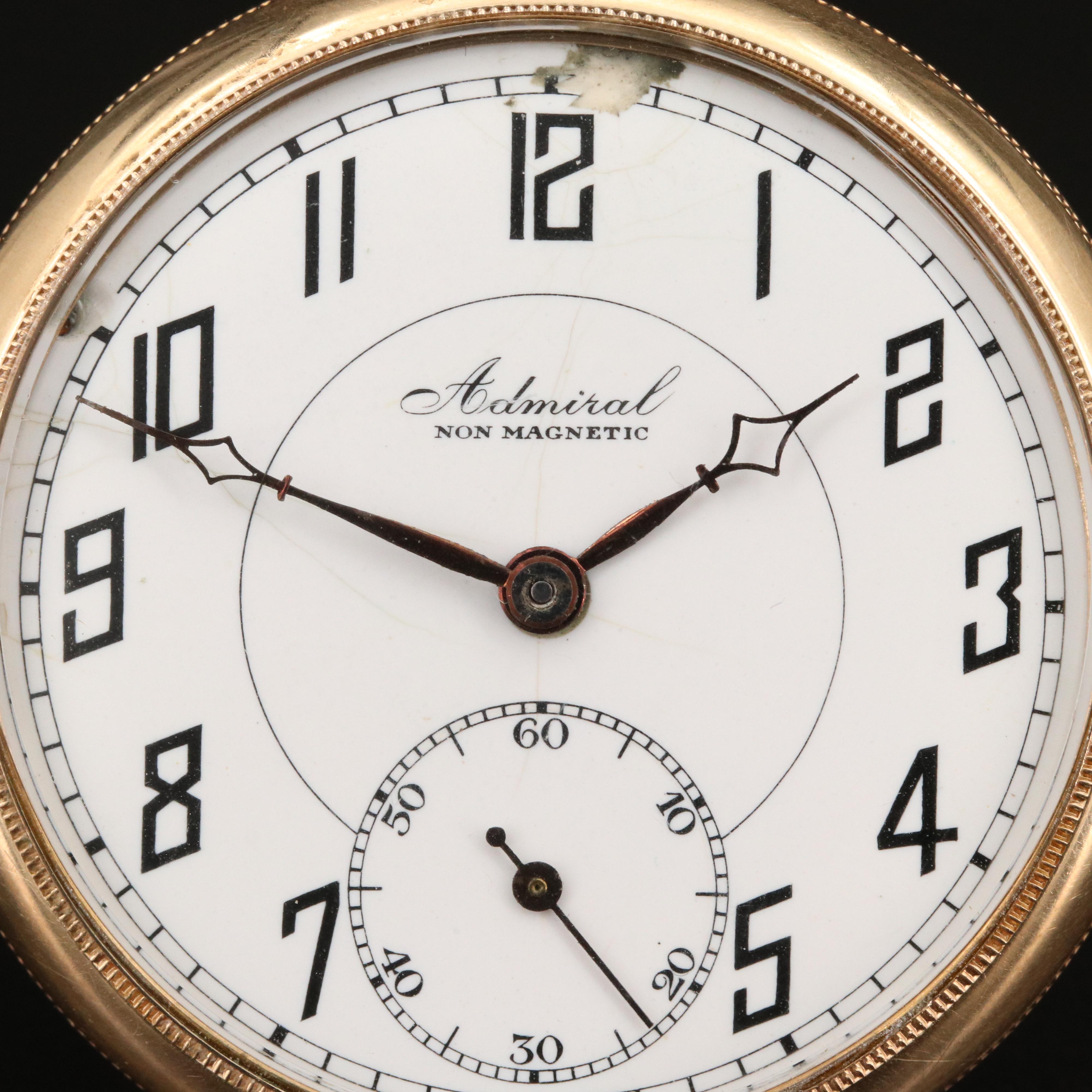 Vintage Admiral Gold Filled Open Face Pocket Watch