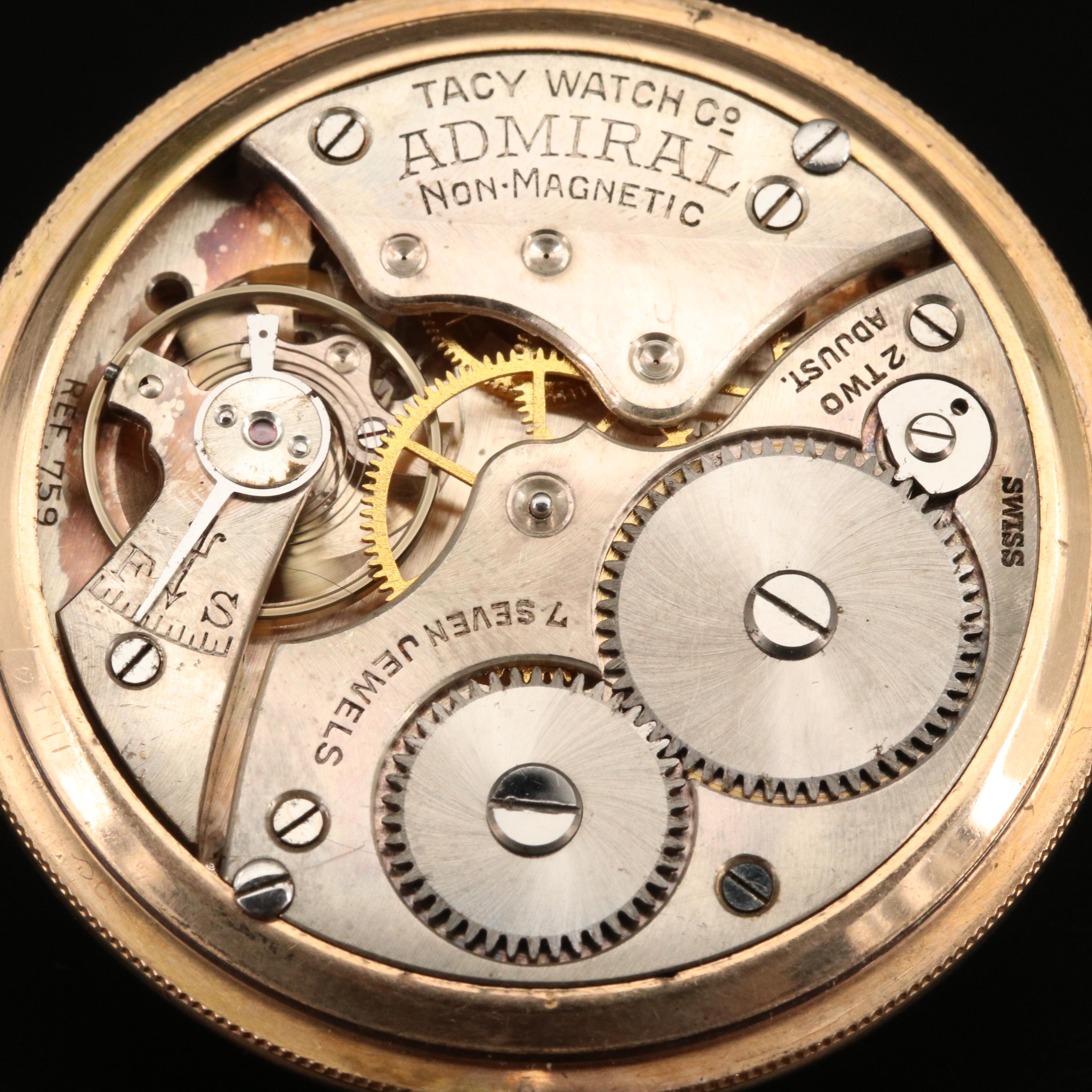 Vintage Admiral Gold Filled Open Face Pocket Watch