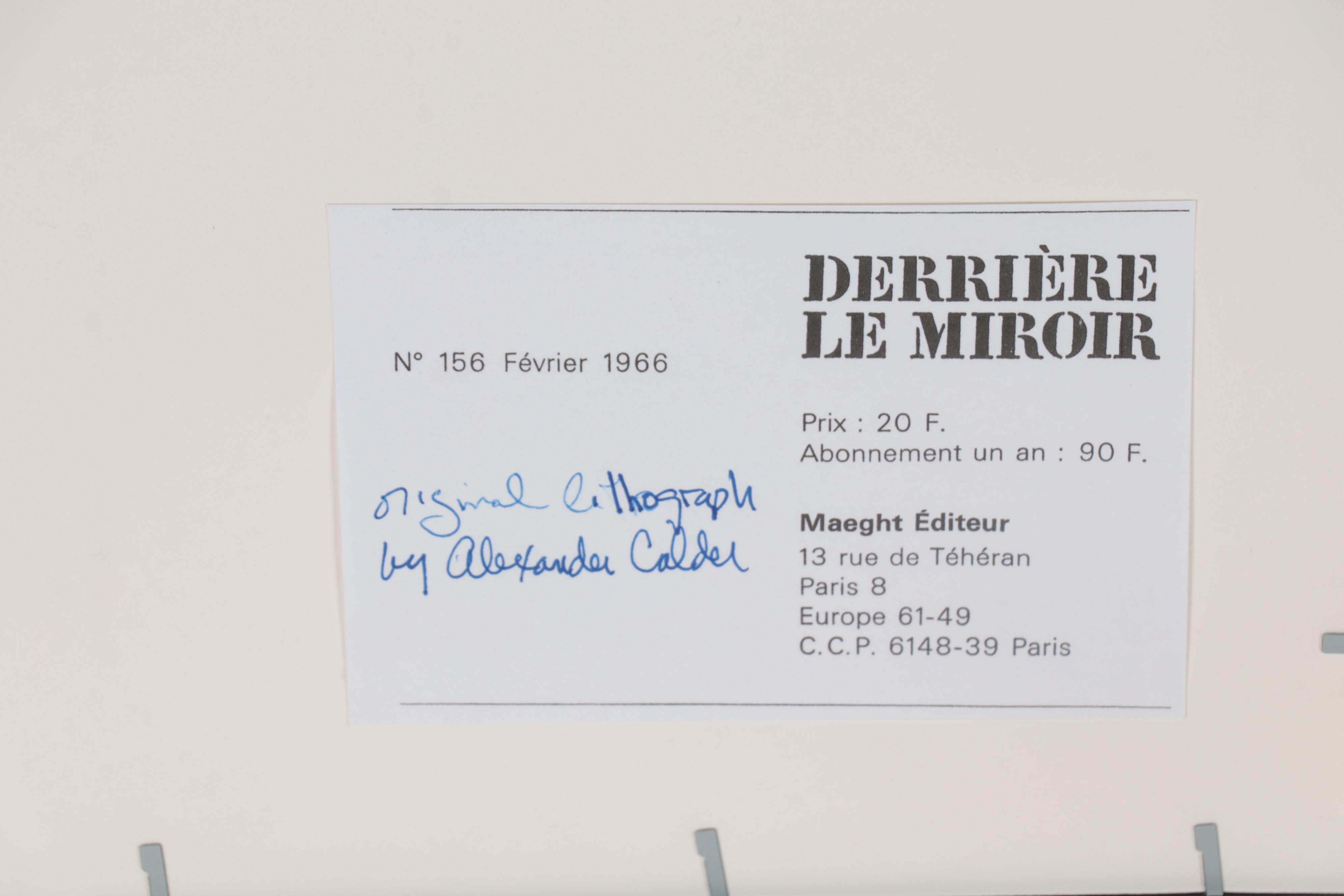 Alexander Calder Color Lithograph for "Derrière le Miroir," 1966