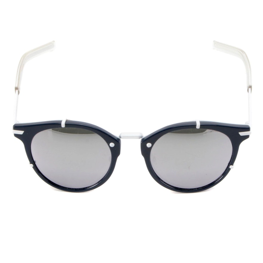 Dior Homme 0196S Black and White Sunglasses with Silver Mirrored Lenses