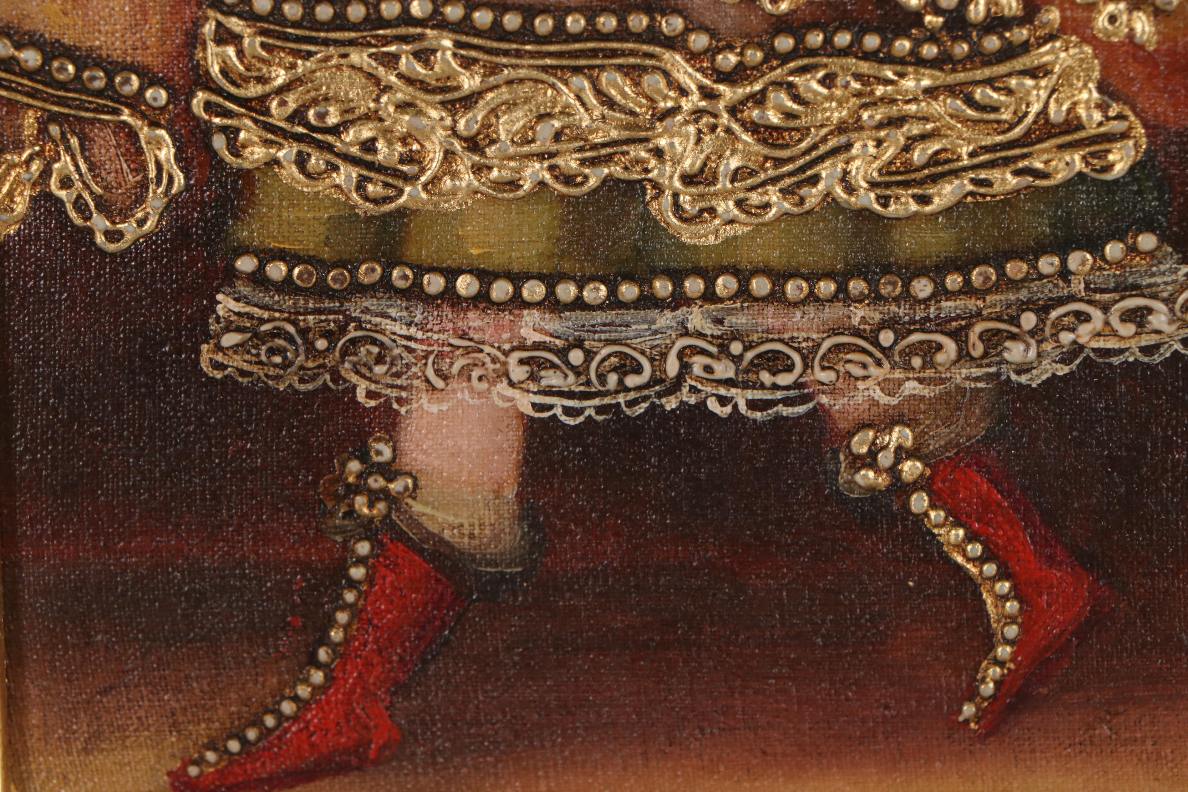 Cuzco School Style Oil Painting of Angel Carrying Wheat