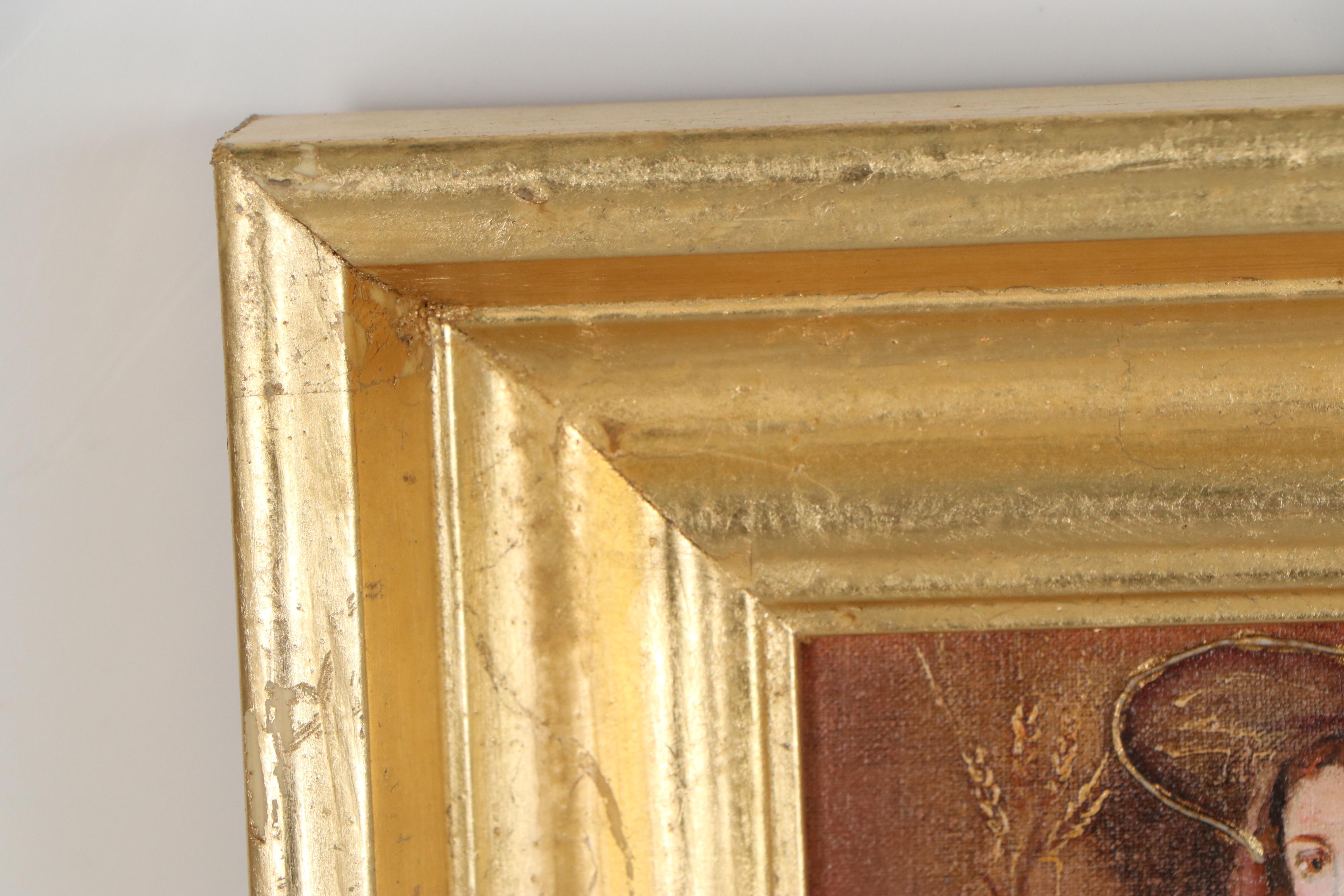 Cuzco School Style Oil Painting of Angel Carrying Wheat