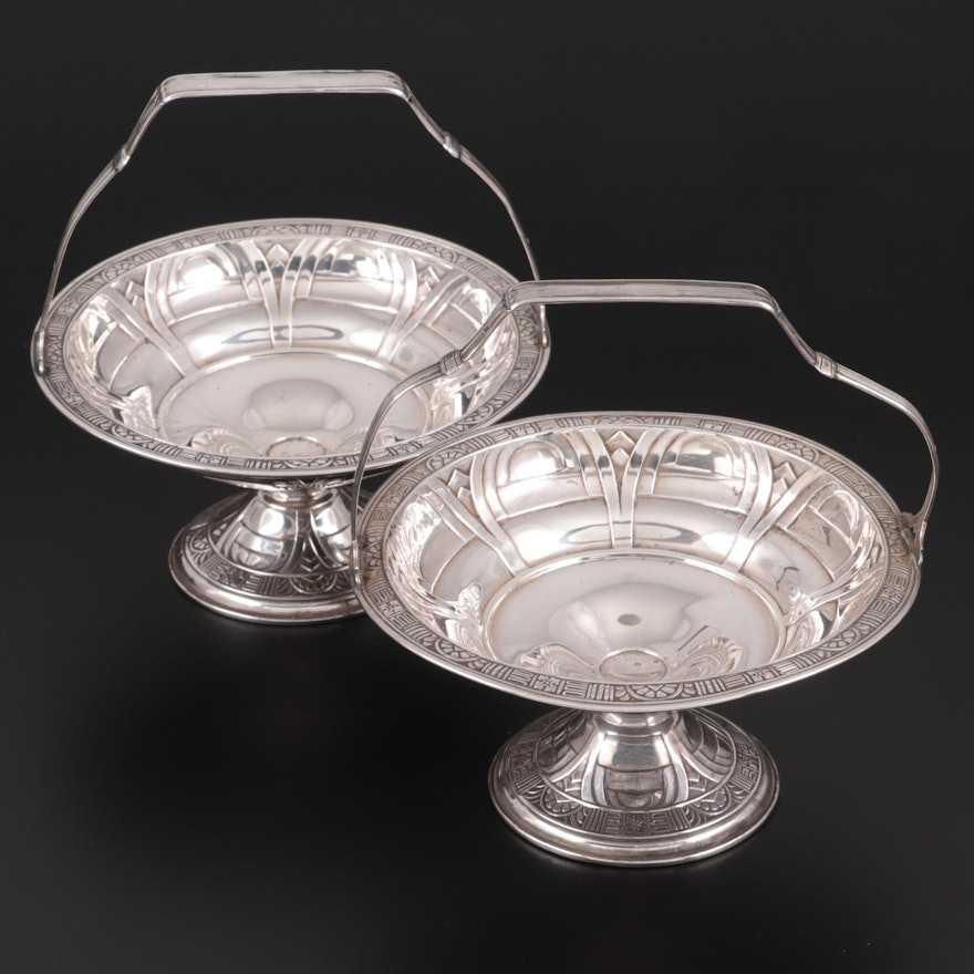 Pair of Alvin Art Deco Weighted Sterling Silver Baskets, Early 20th C.