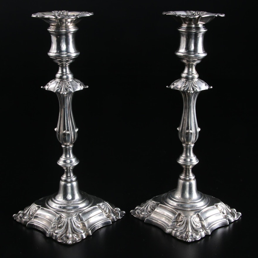 Elkington & Co. English Silver Plate Candlesticks, 1858–1859