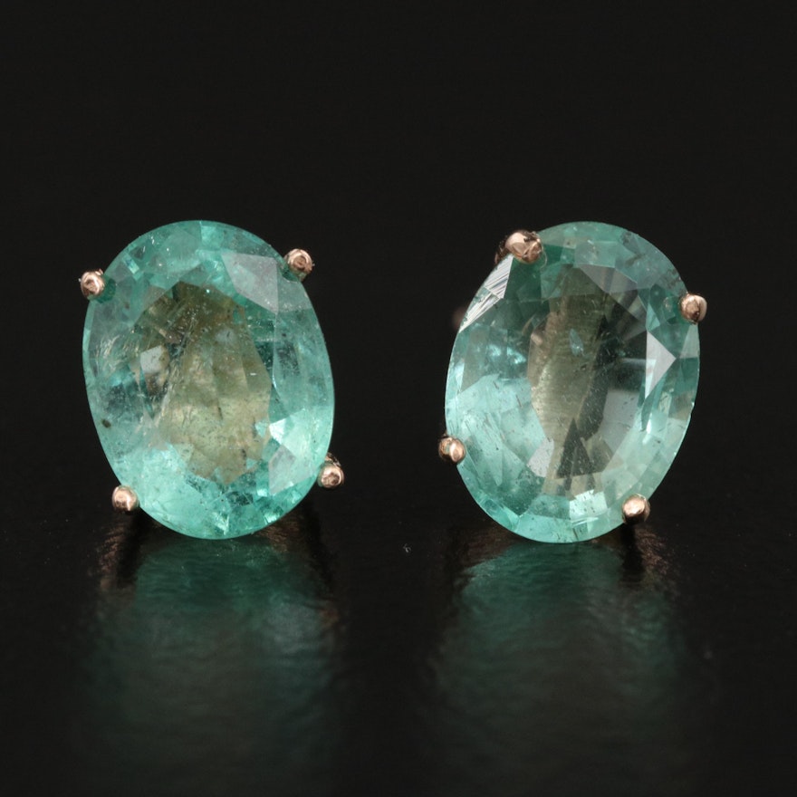 14K Emerald Stud Earrings