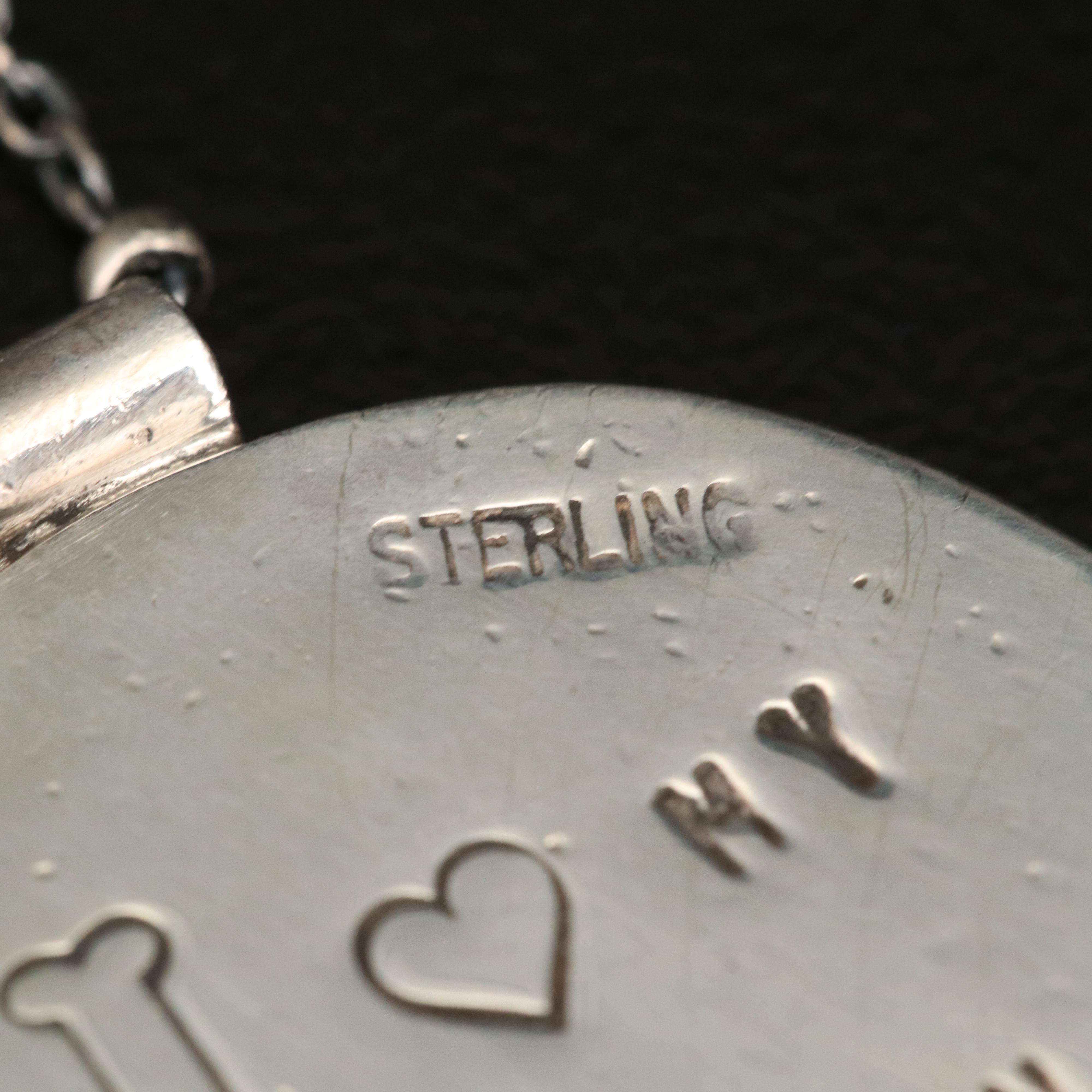 Sterling Silver Beaded Station Necklace and Boston Terrier Pendant