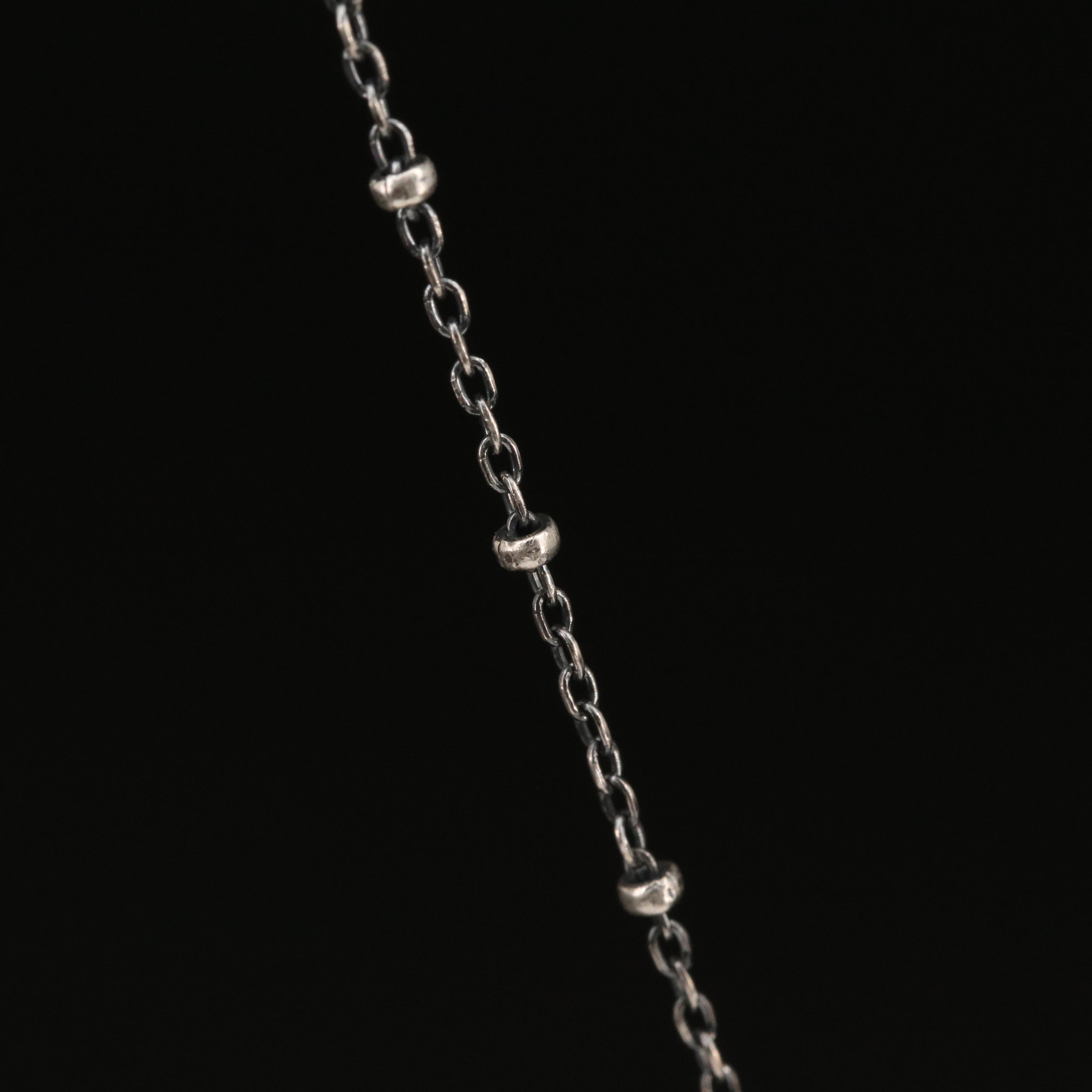 Sterling Silver Beaded Station Necklace and Boston Terrier Pendant