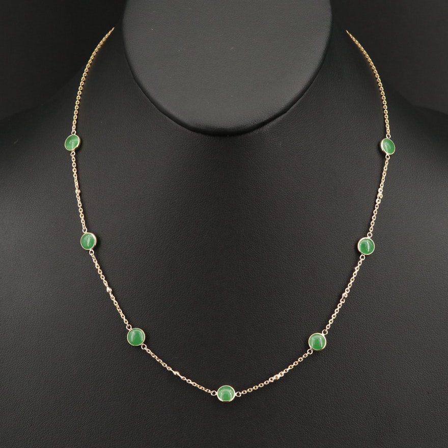 EFFY 14K  Diamond and Jadeite Station Necklace