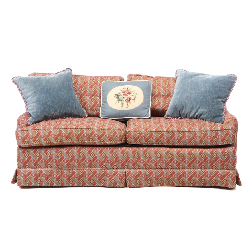 Henredon Upholstered Loveseat with Accent Pillows, Late 20th Century