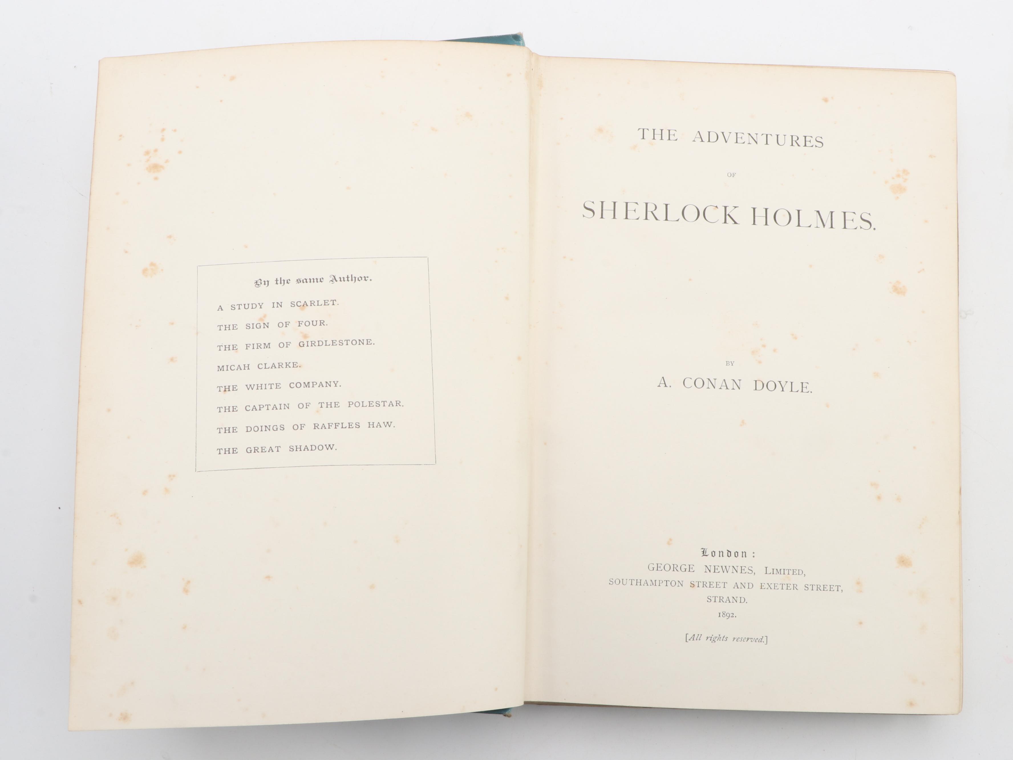 First UK Edition "The Adventures of Sherlock Holmes" by A. C. Doyle, 1892