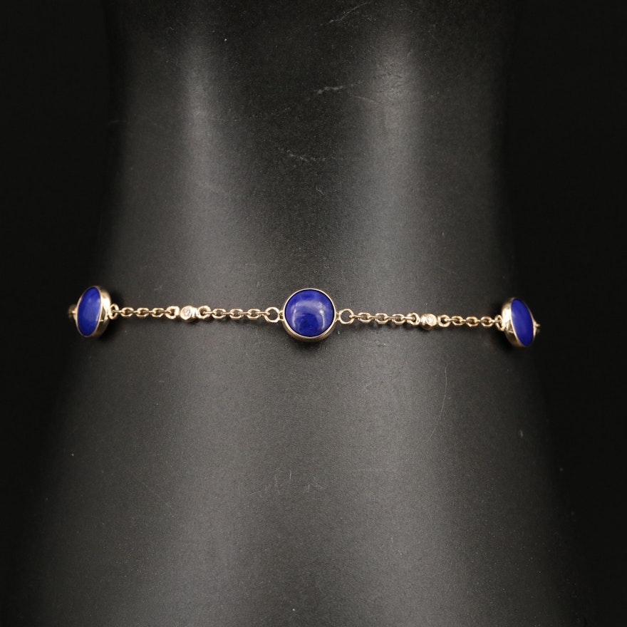 EFFY 14K Lapis Lazuli and Diamond Station Bracelet with Bolo Closure