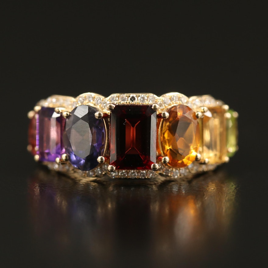 EFFY 14K Gemstone and Diamond Gradient Rainbow Ring