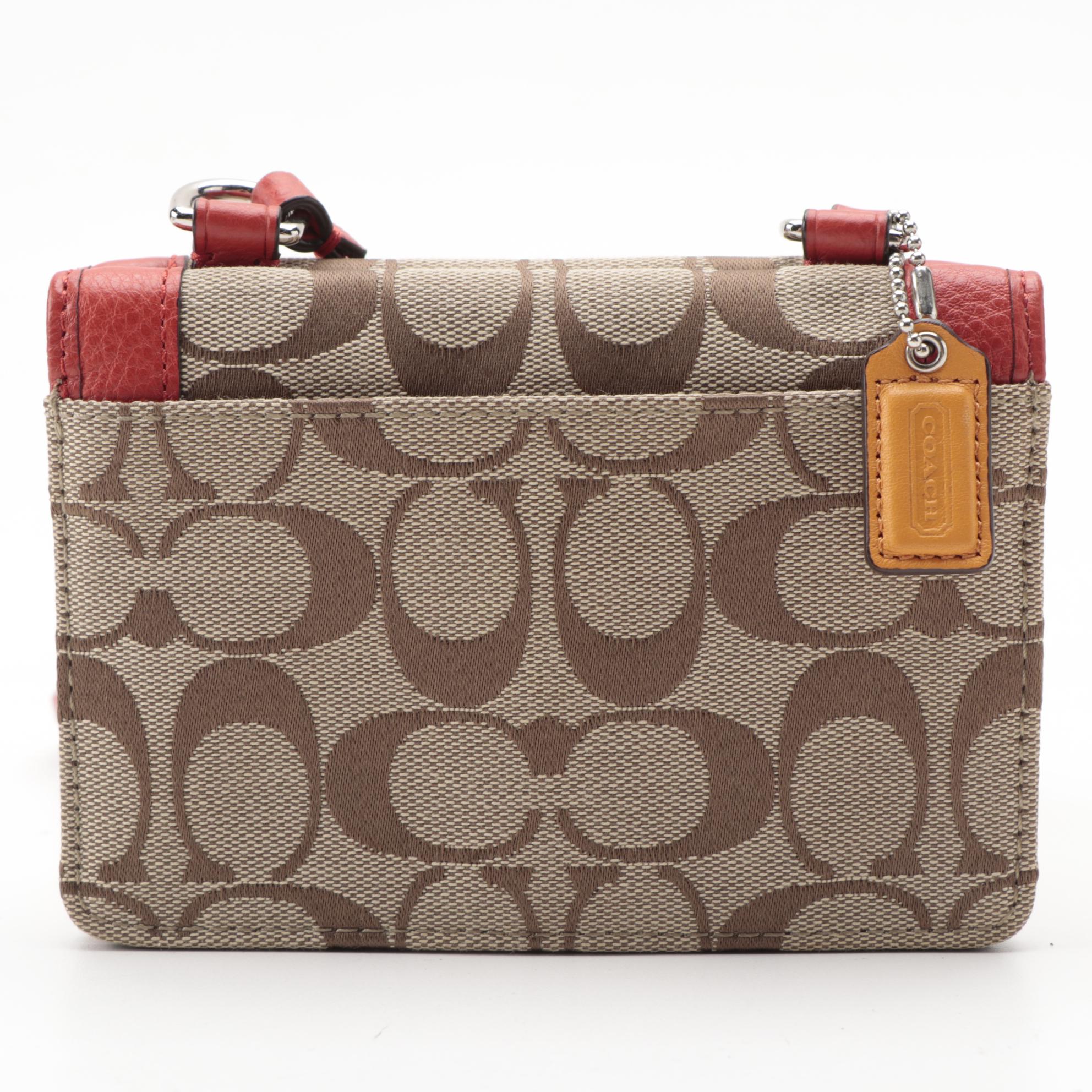 Coach Dylan Crossbody Swing Bag in Signature Canvas with Red Leather Trim