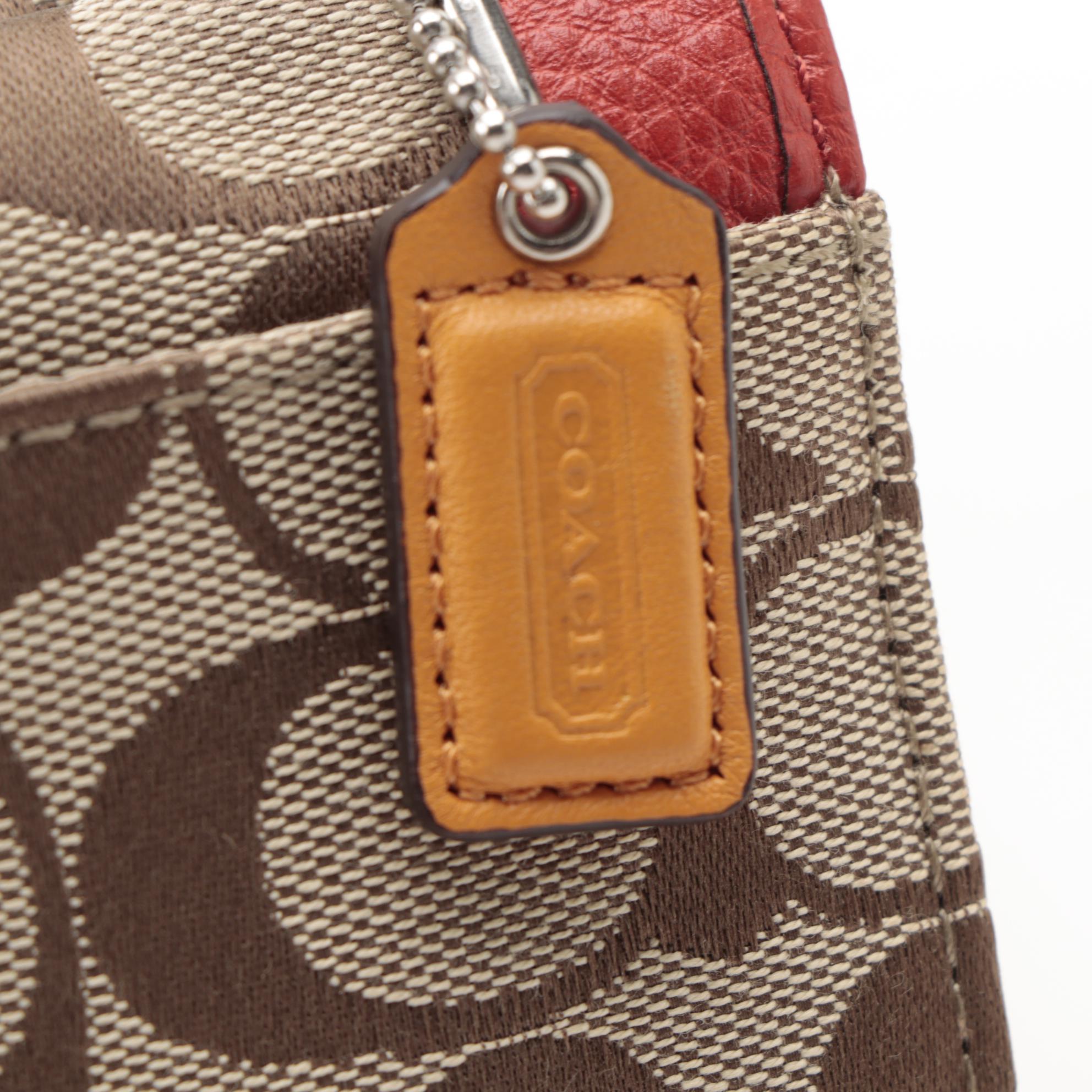 Coach Dylan Crossbody Swing Bag in Signature Canvas with Red Leather Trim