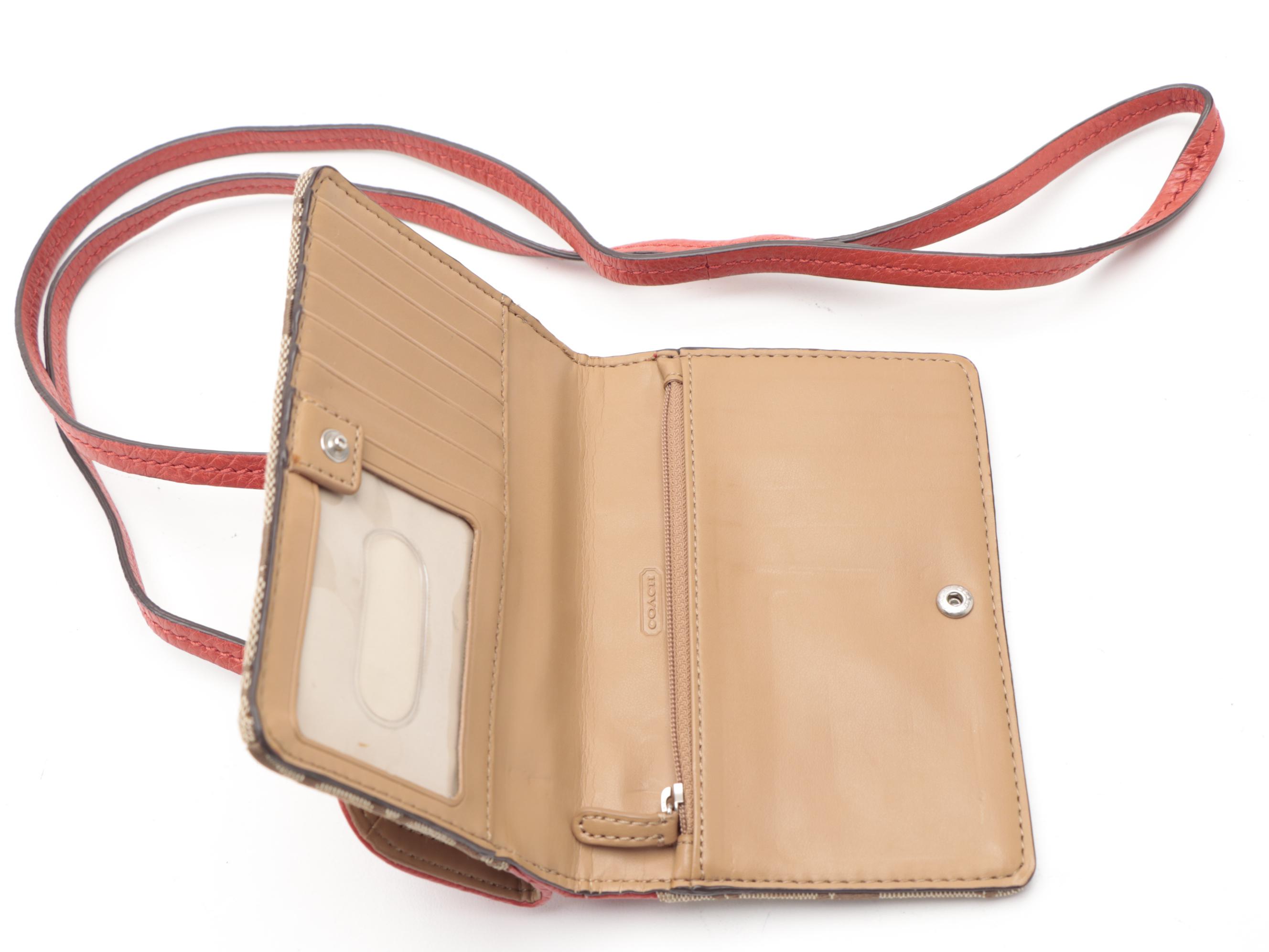 Coach Dylan Crossbody Swing Bag in Signature Canvas with Red Leather Trim