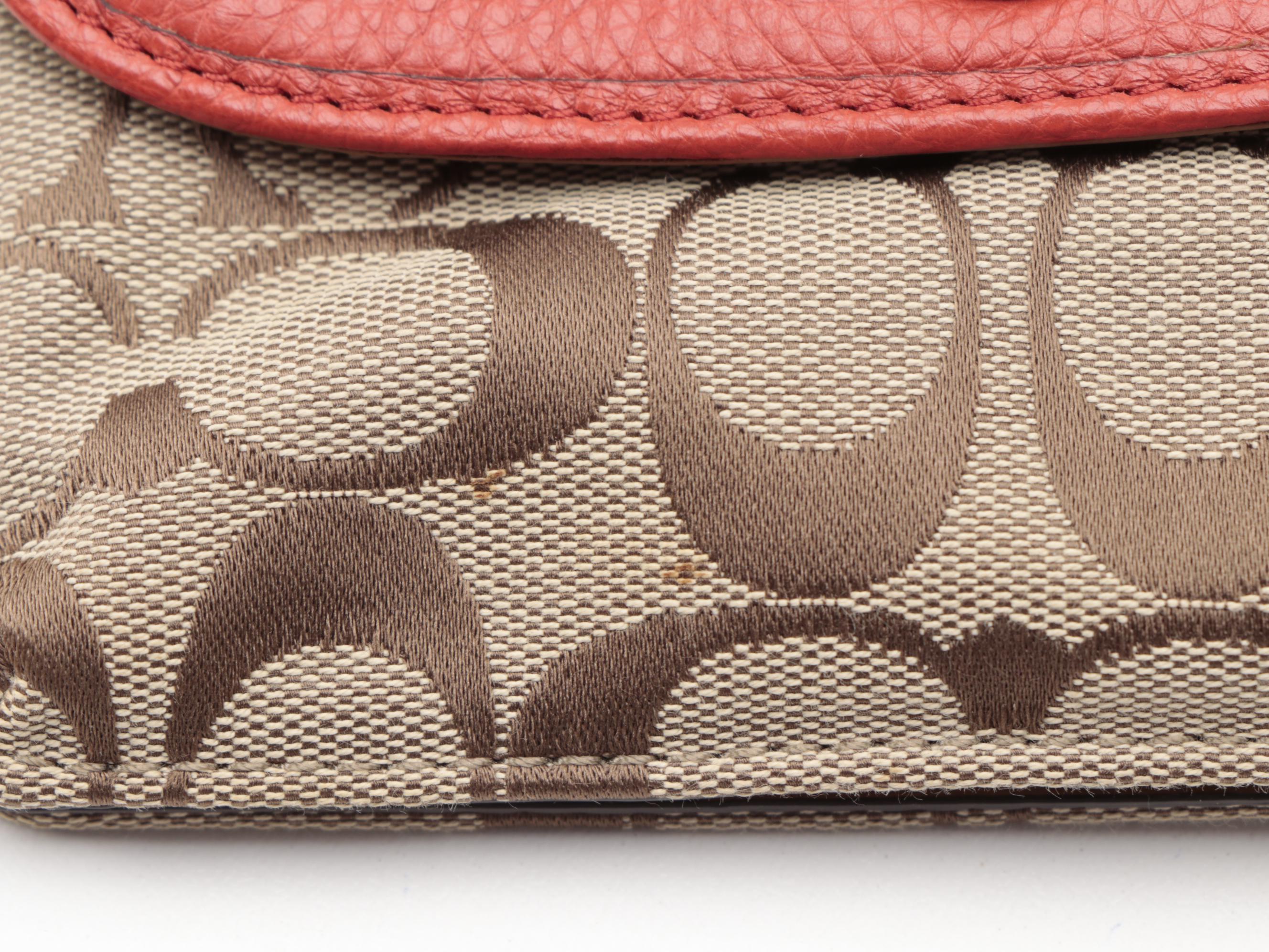 Coach Dylan Crossbody Swing Bag in Signature Canvas with Red Leather Trim