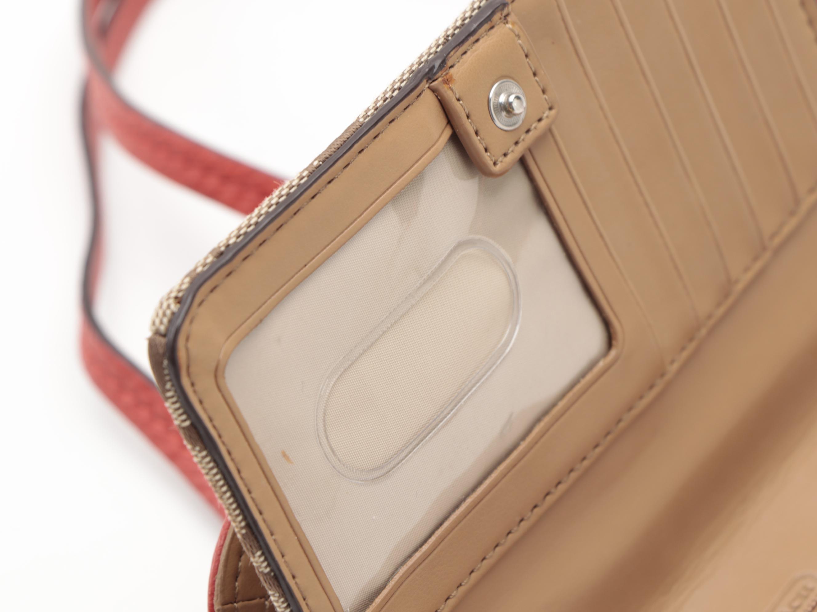 Coach Dylan Crossbody Swing Bag in Signature Canvas with Red Leather Trim