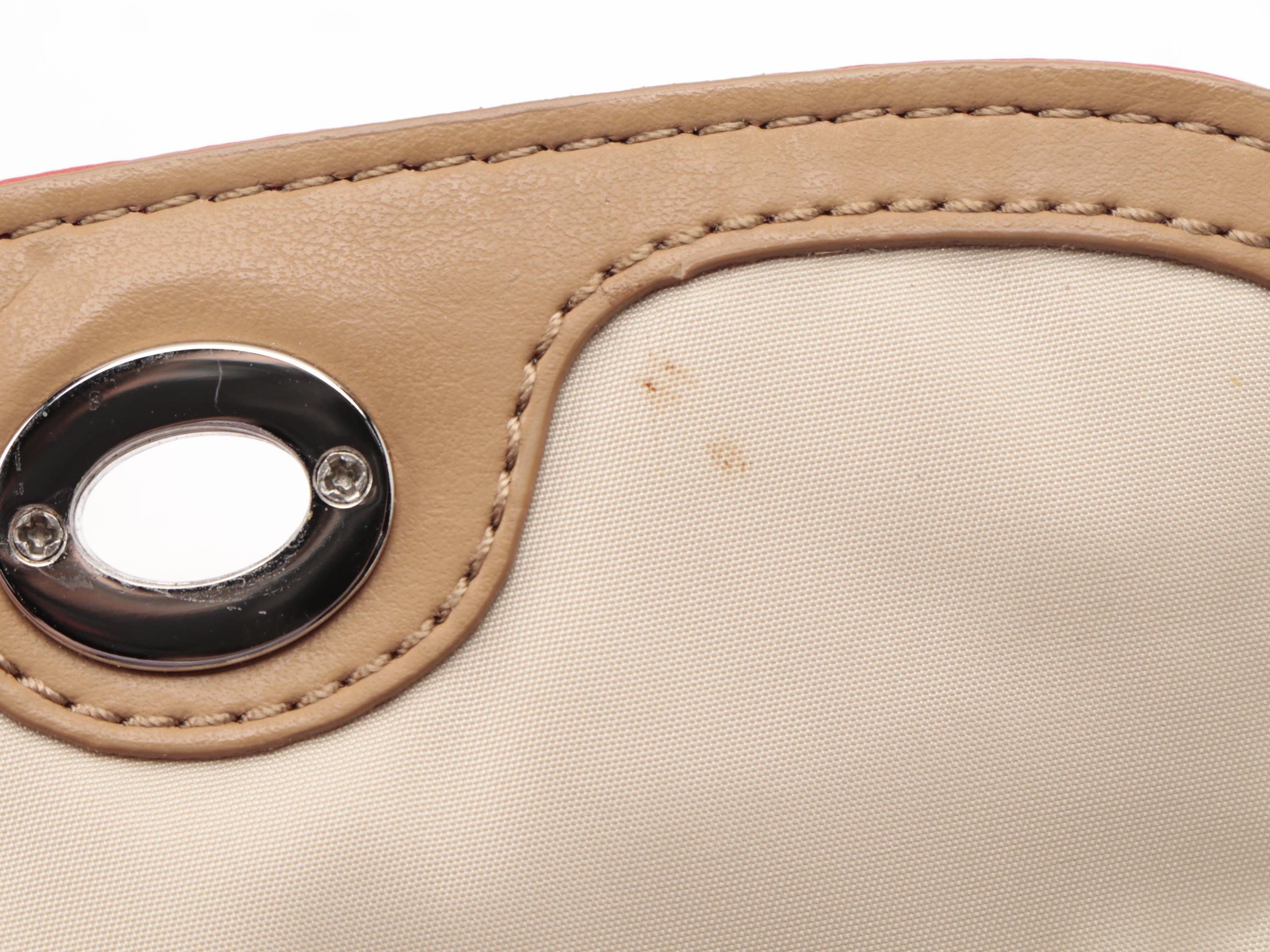 Coach Dylan Crossbody Swing Bag in Signature Canvas with Red Leather Trim