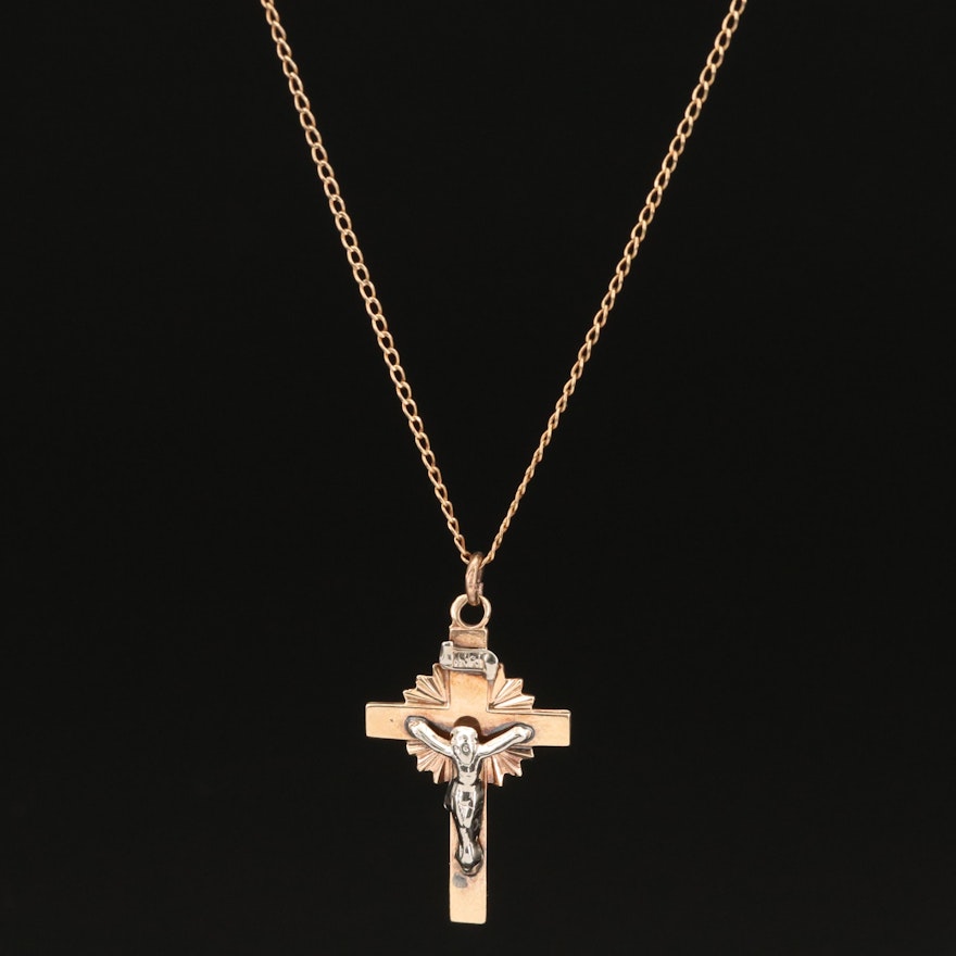 10K Crucifix Pendant Necklace