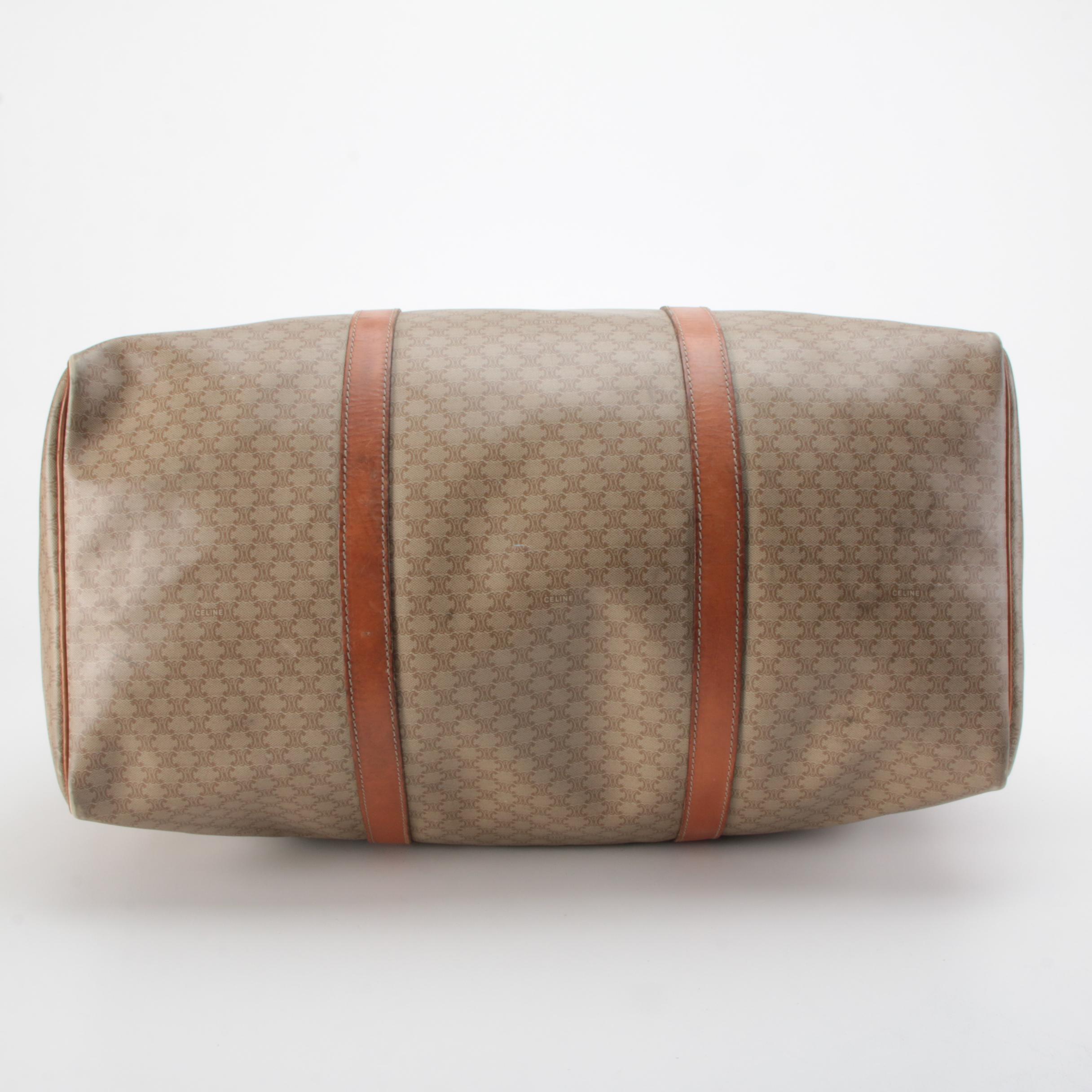 Celine Duffel Bag in Macadam Triomphe Coated Canvas with Leather Trim