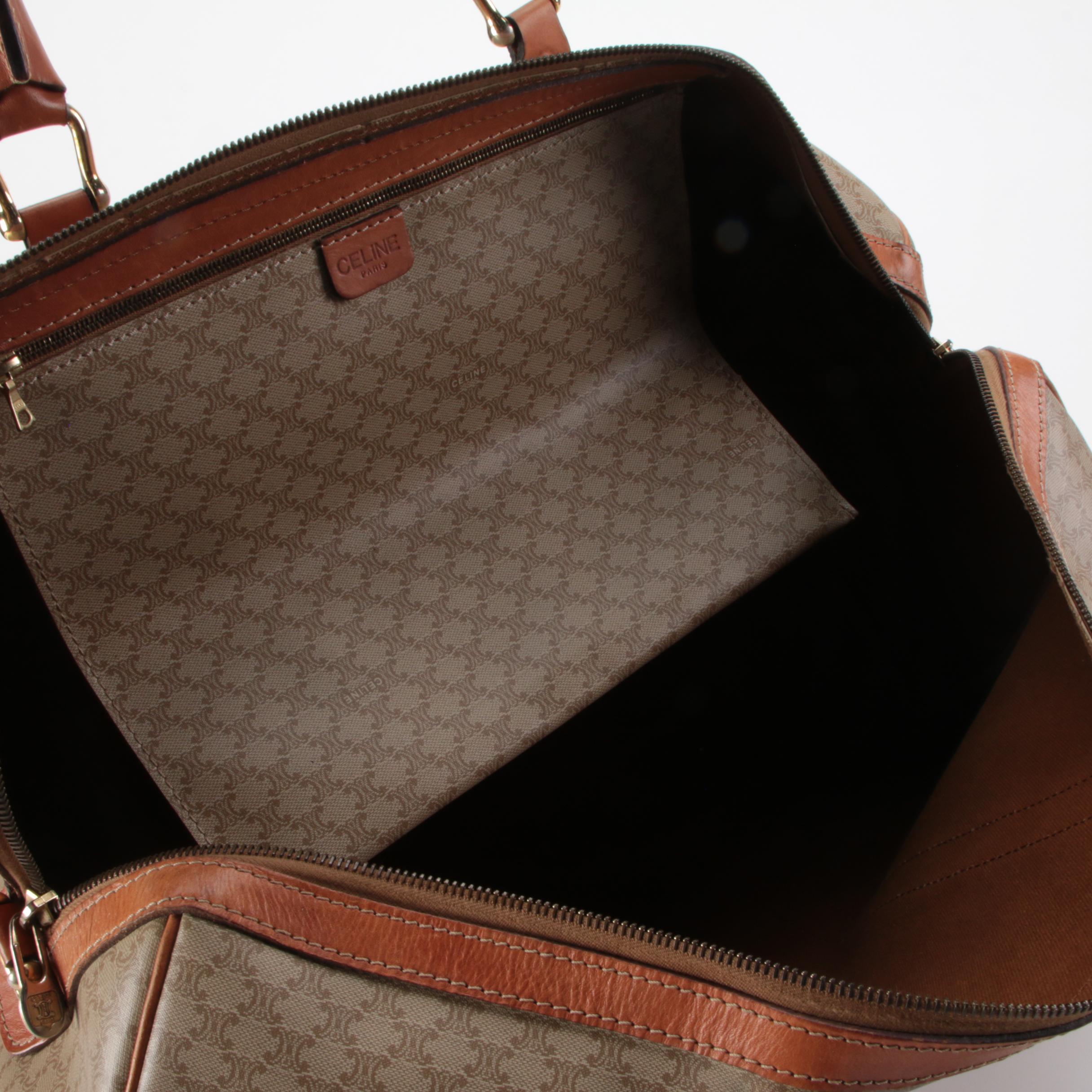 Celine Duffel Bag in Macadam Triomphe Coated Canvas with Leather Trim