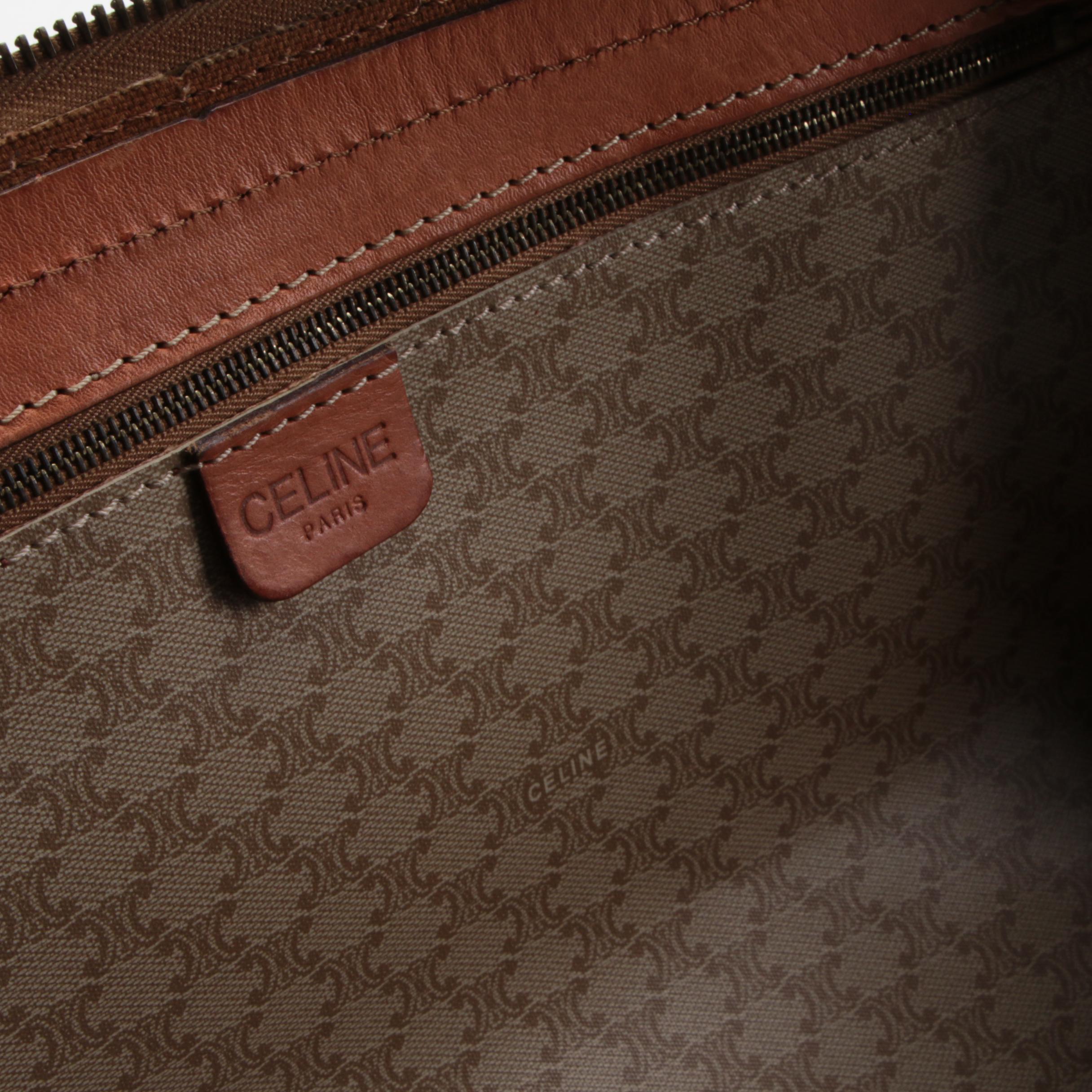 Celine Duffel Bag in Macadam Triomphe Coated Canvas with Leather Trim