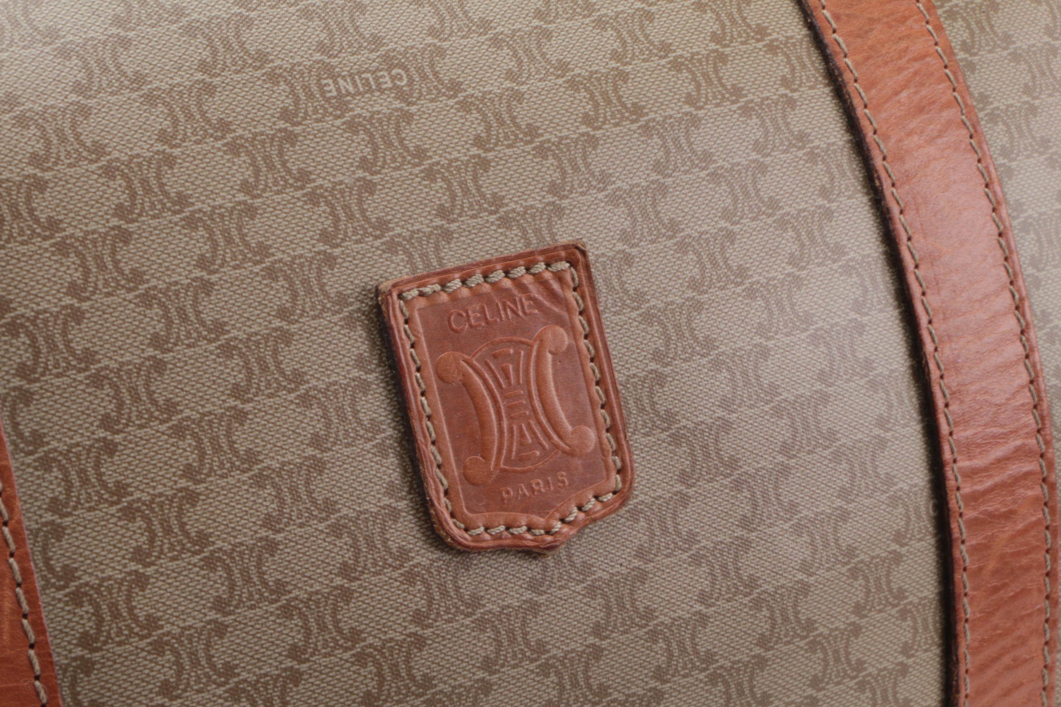 Celine Duffel Bag in Macadam Triomphe Coated Canvas with Leather Trim