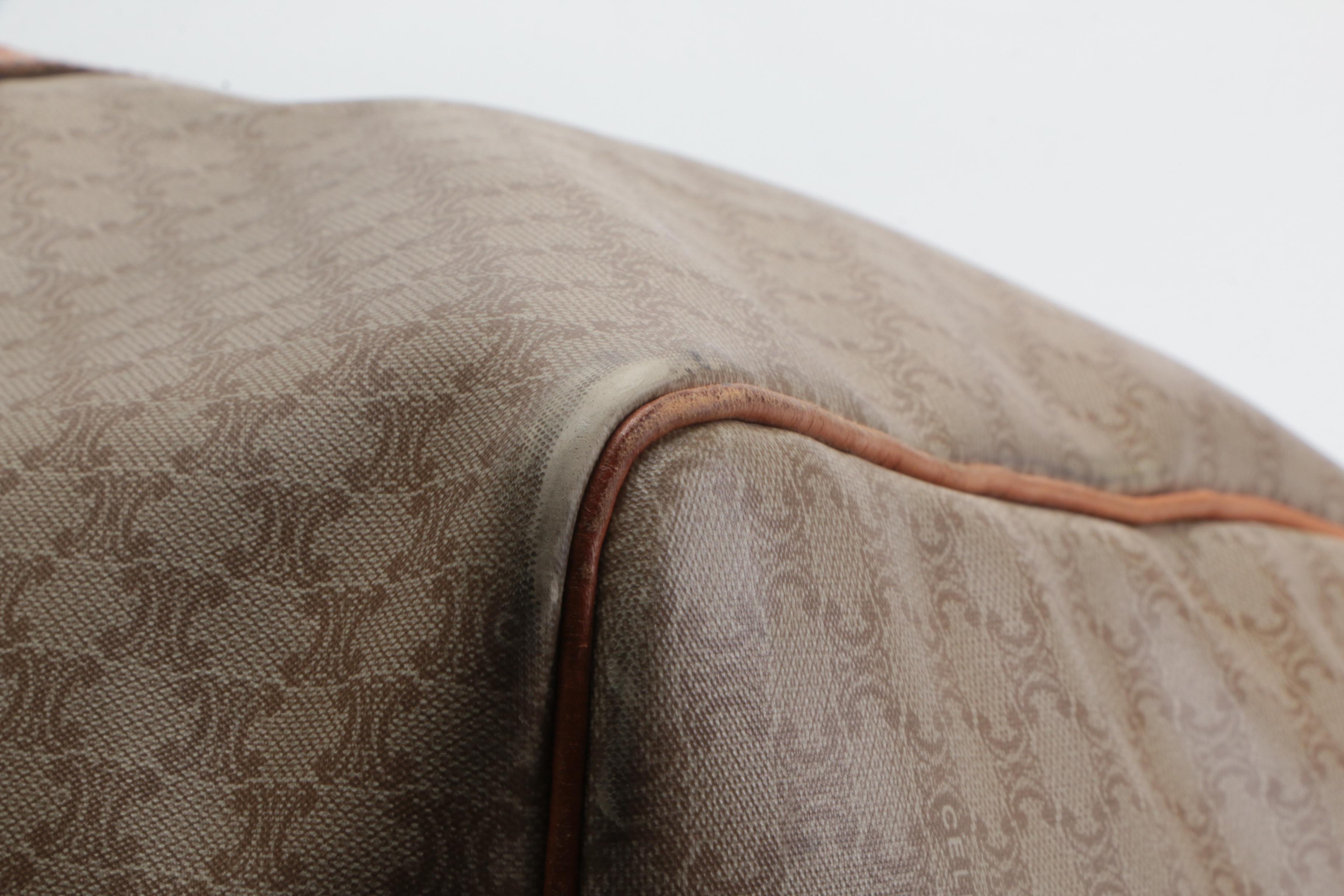 Celine Duffel Bag in Macadam Triomphe Coated Canvas with Leather Trim