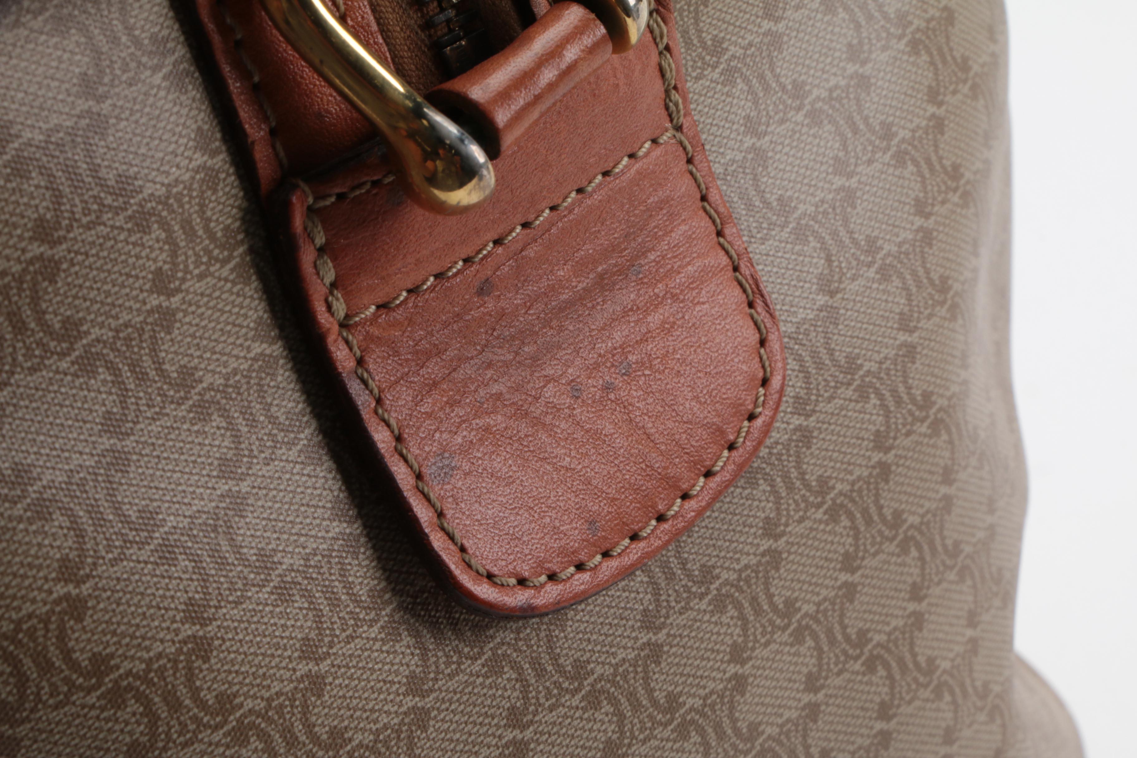 Celine Duffel Bag in Macadam Triomphe Coated Canvas with Leather Trim