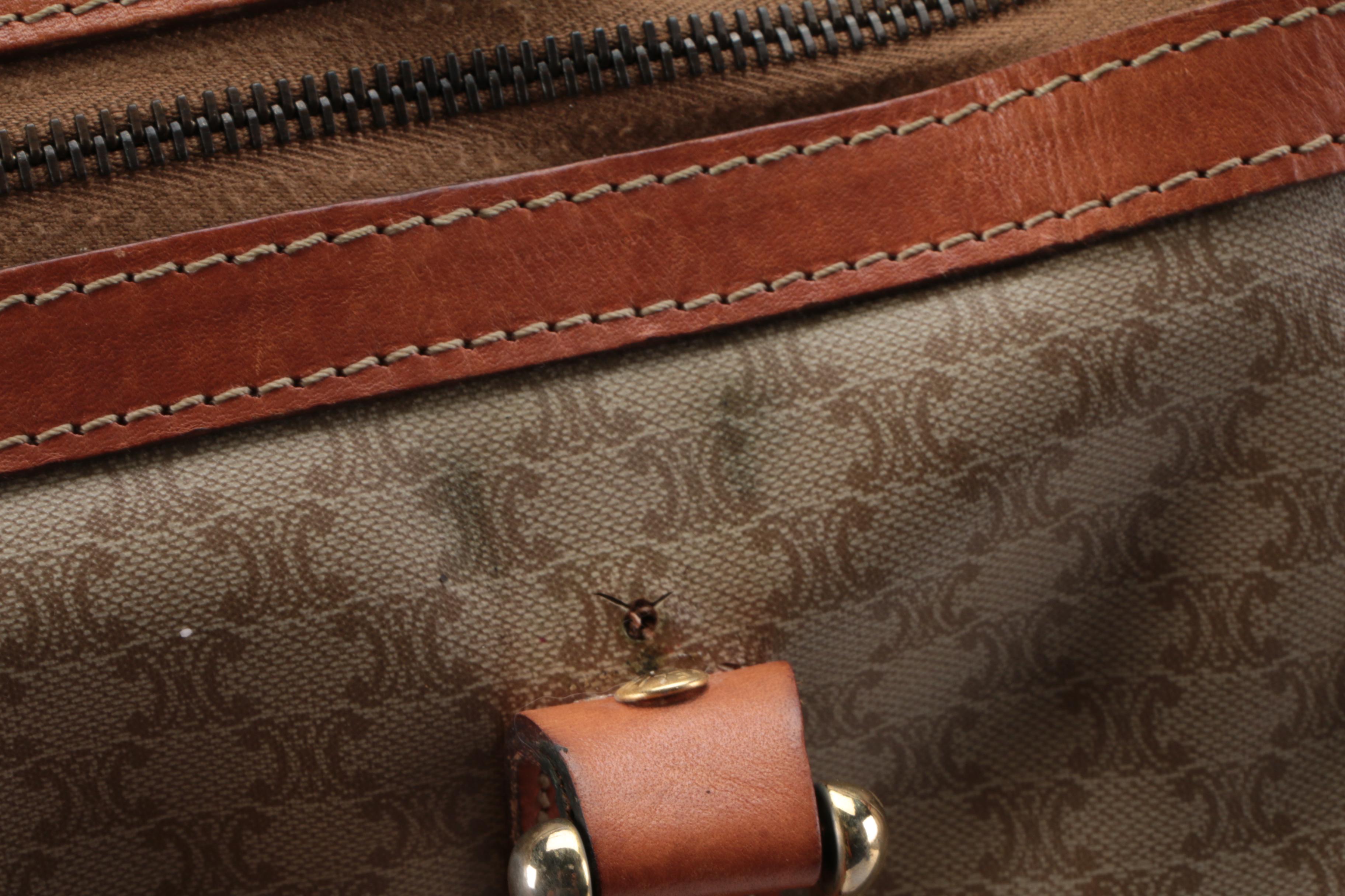 Celine Duffel Bag in Macadam Triomphe Coated Canvas with Leather Trim