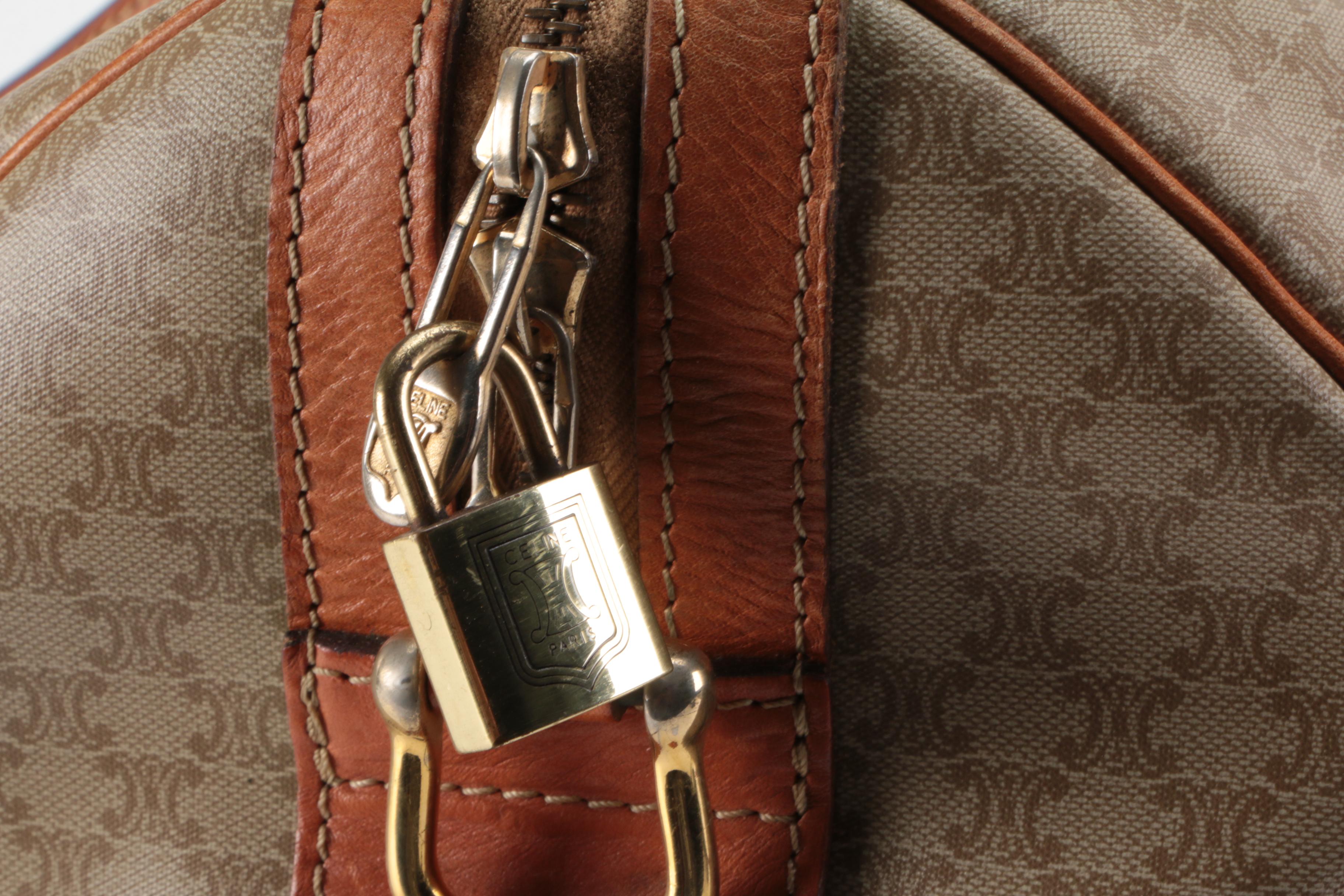 Celine Duffel Bag in Macadam Triomphe Coated Canvas with Leather Trim