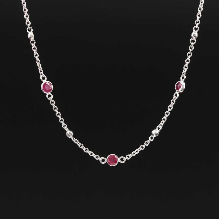 EFFY 14K Ruby and Diamond Station Necklace