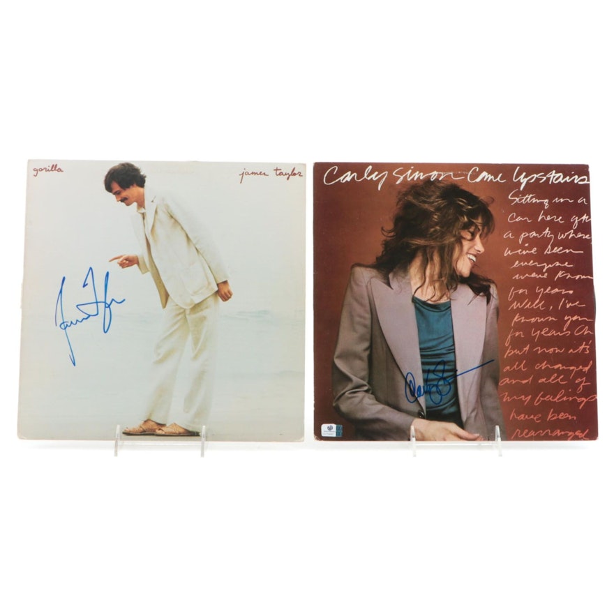 James Taylor and Carly Simon Autographed Vinyl Records with COAs and Photos