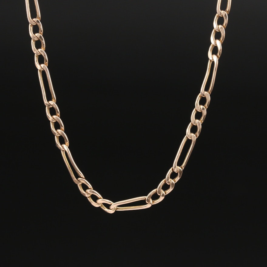 10K Rose Gold Figaro Chain Necklace
