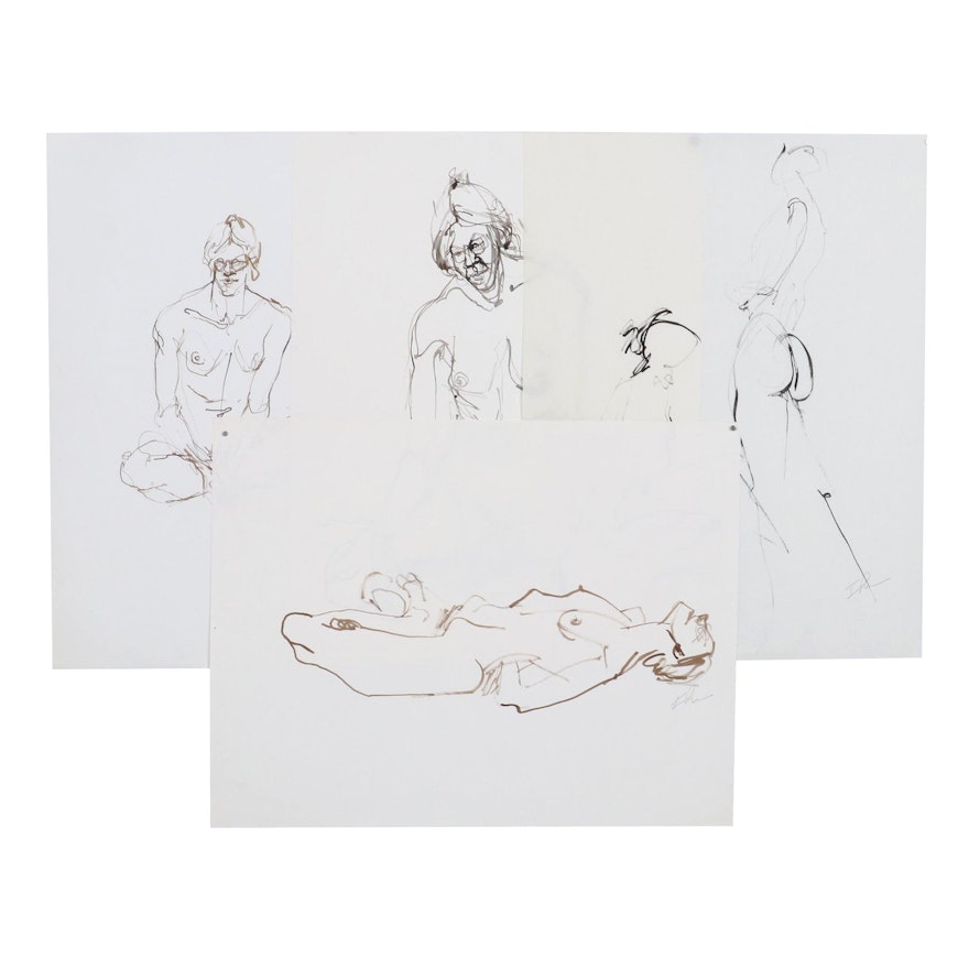 John Tuska Figural Nude Ink Studies