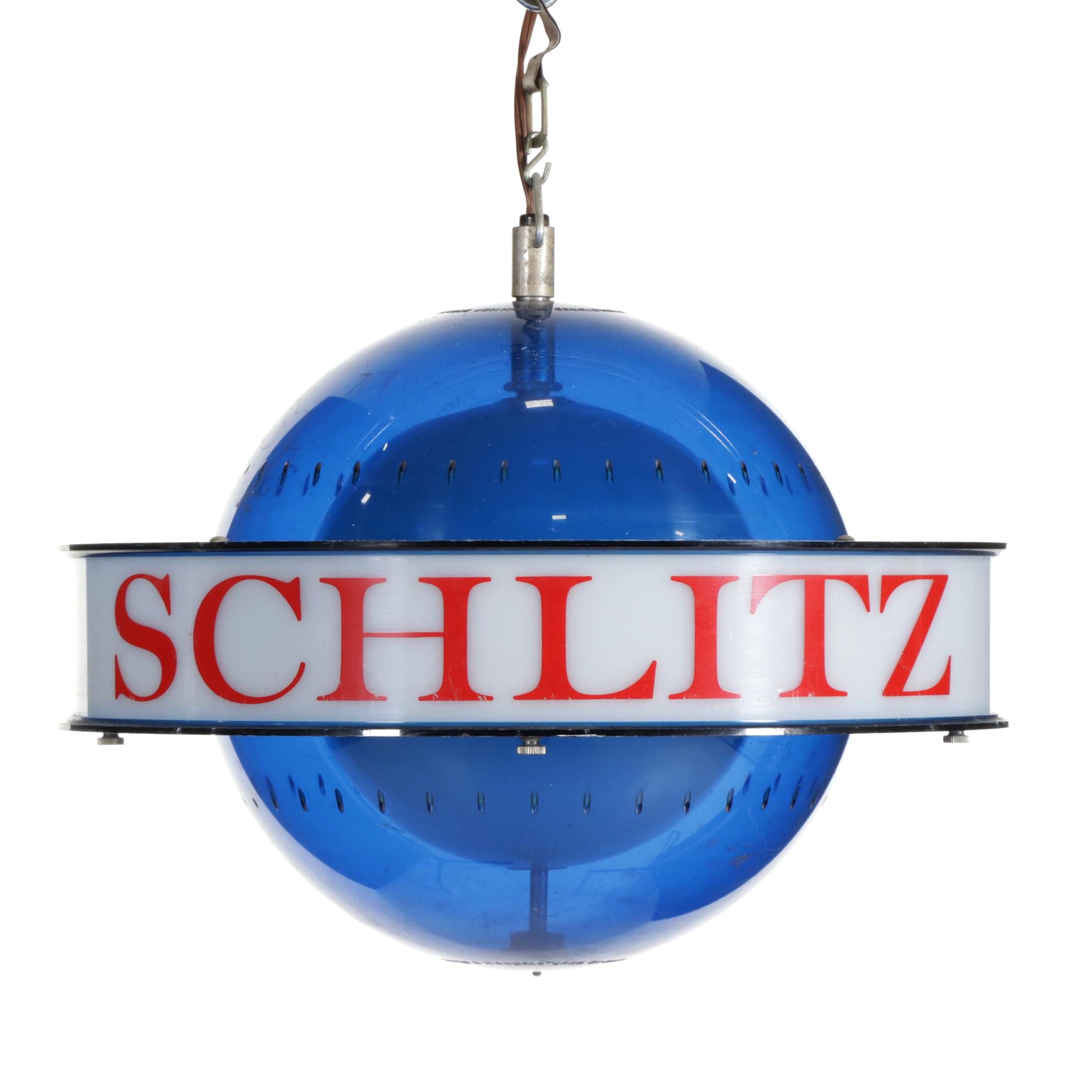 Schlitz Beer Advertising "Saturn Style" Blue Globe Spinning Light Fixture, 1961