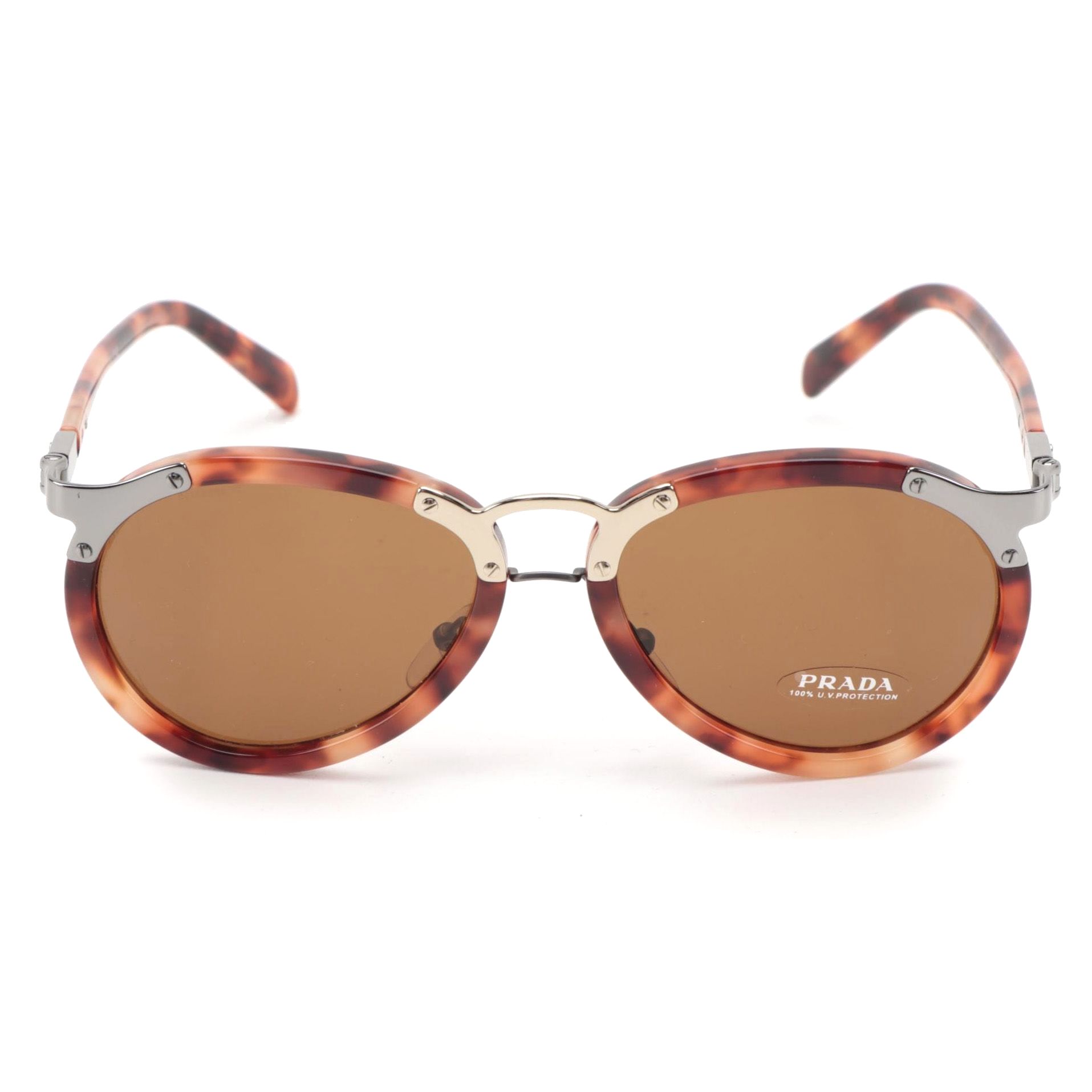 Prada SPR 01T Aviator Sunglasses in Red Tortoise Acetate