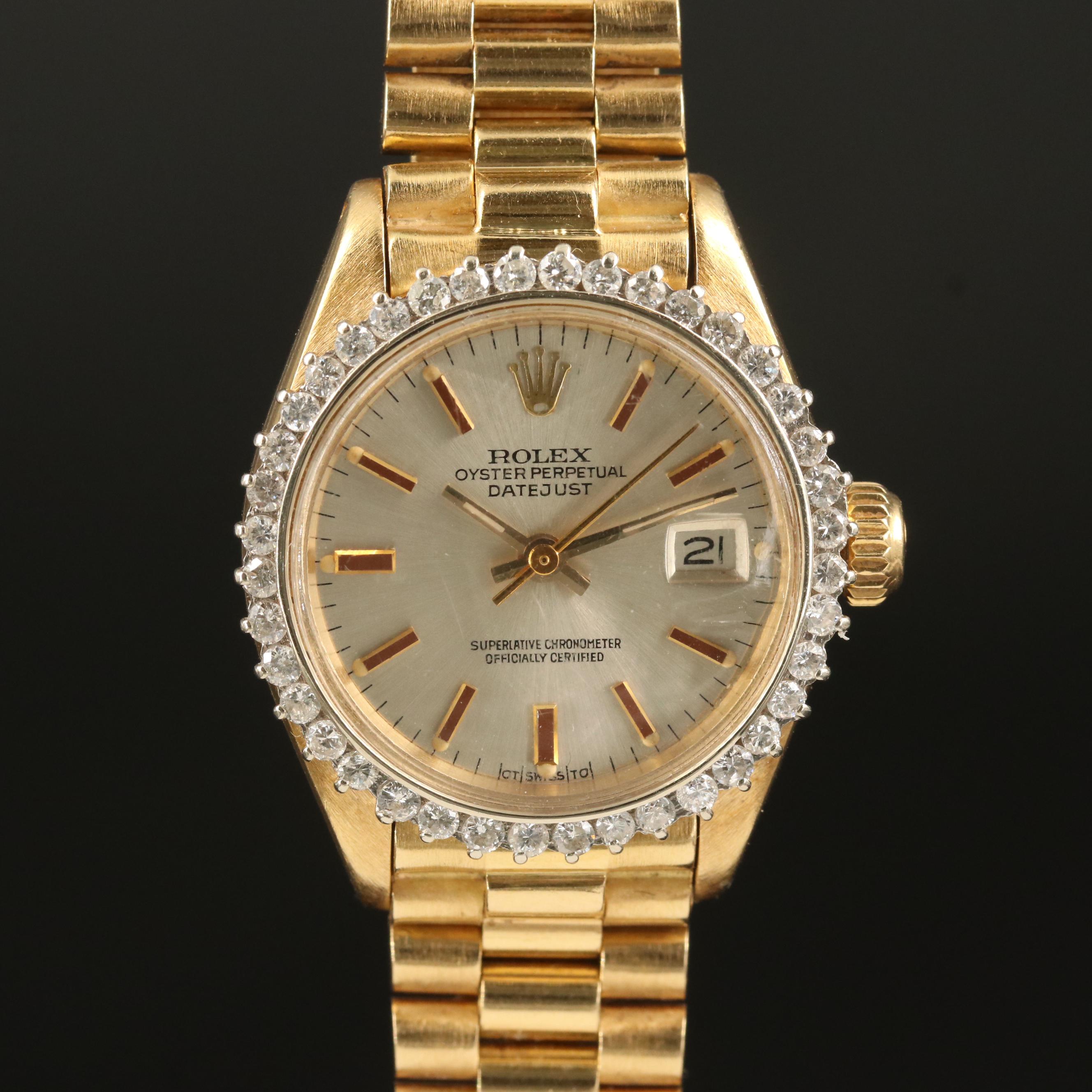 1973 Rolex "Datejust President" 18K 1.00 CTW Diamond Automatic Watch