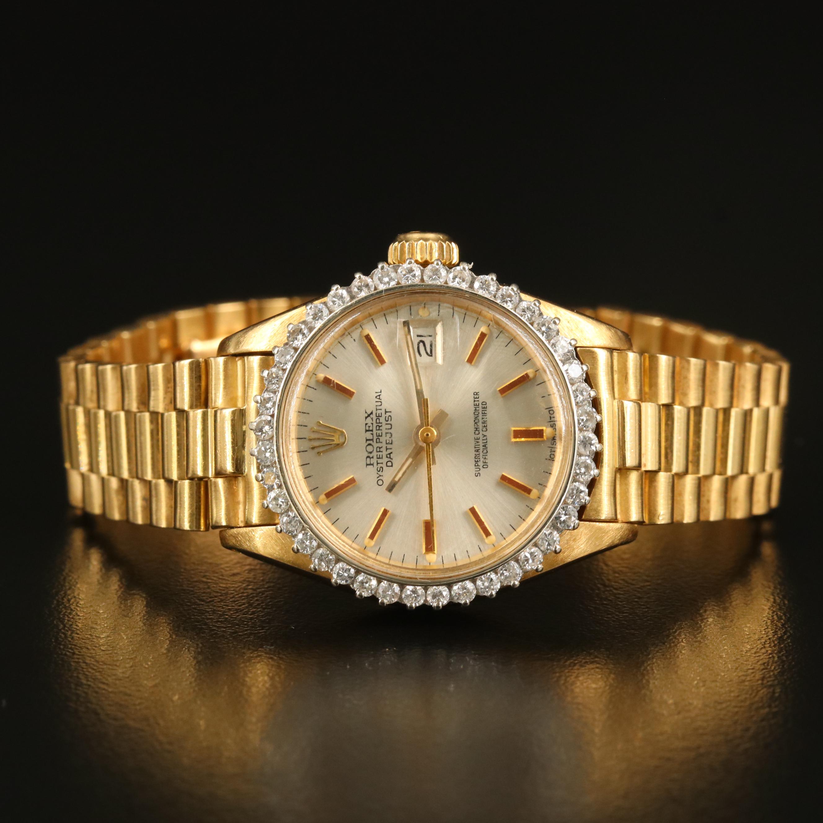 1973 Rolex "Datejust President" 18K 1.00 CTW Diamond Automatic Watch