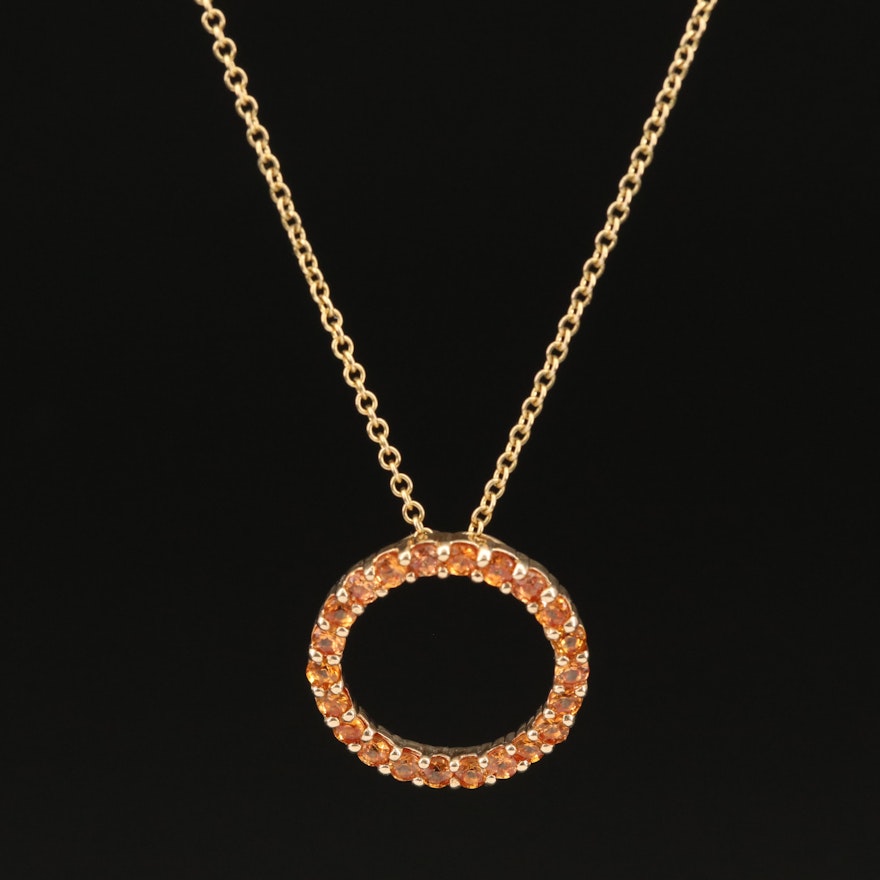 14K Sapphire Circle Pendant Necklace